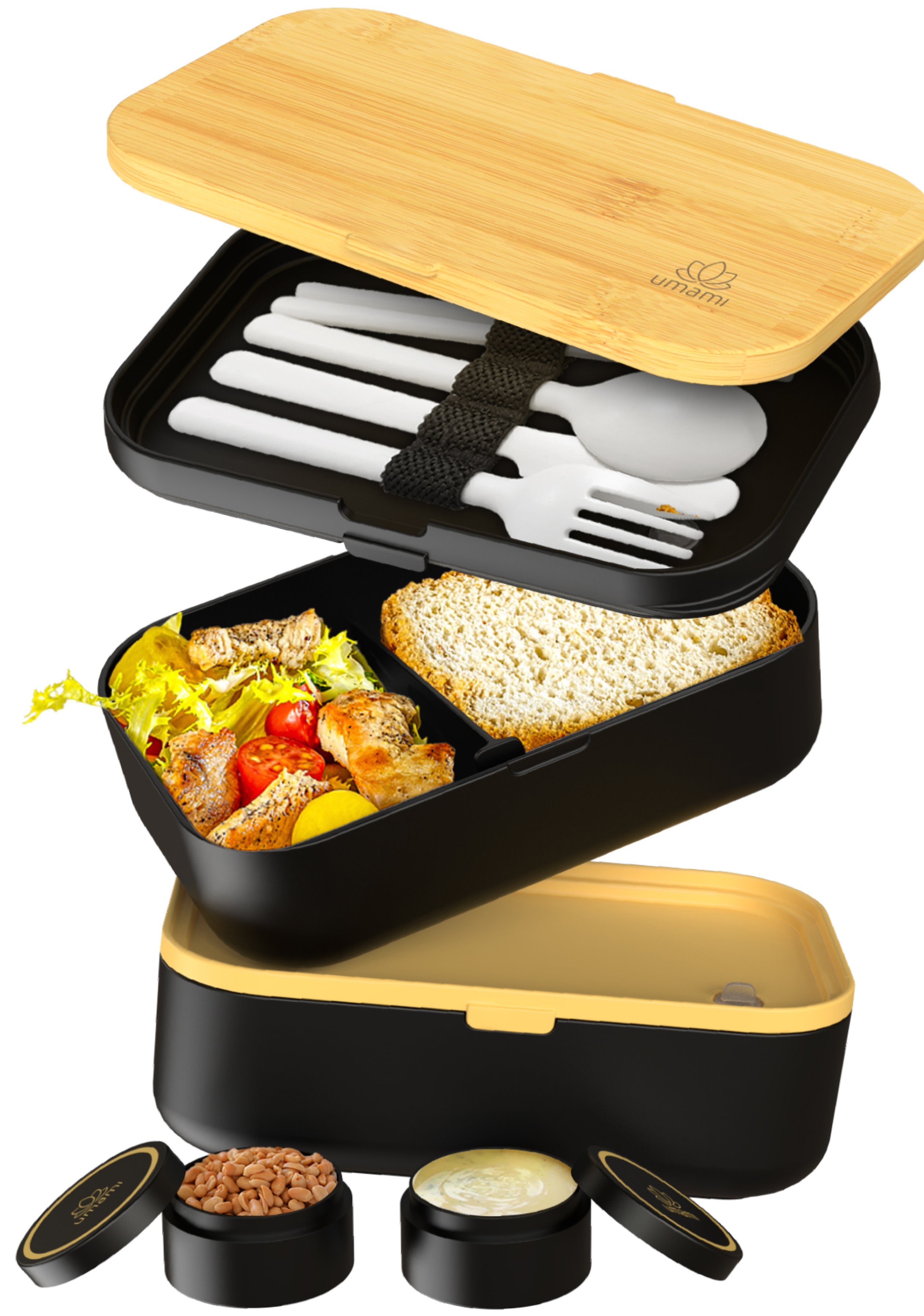 Boîte à Bento Originale XXL Noir & Bambou