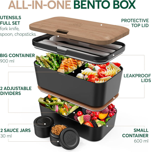 Nestable Bento Box Cherry Black (51 oz) – Umami Bentos
