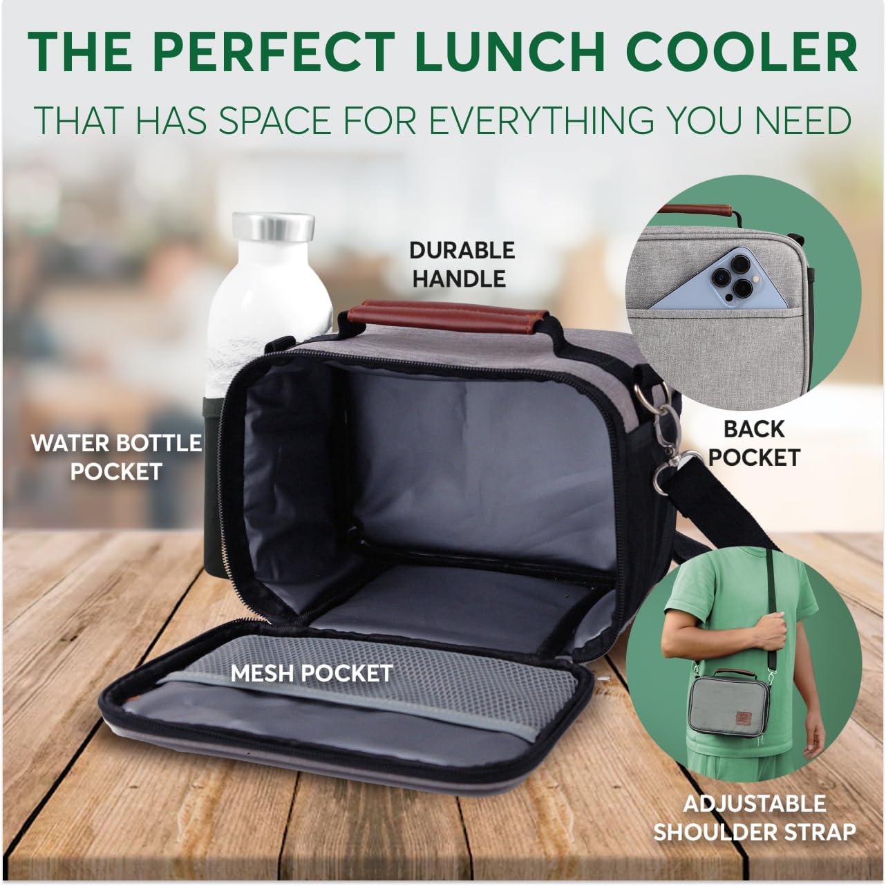 Umami Insulated Lunch Bag Gray Plain