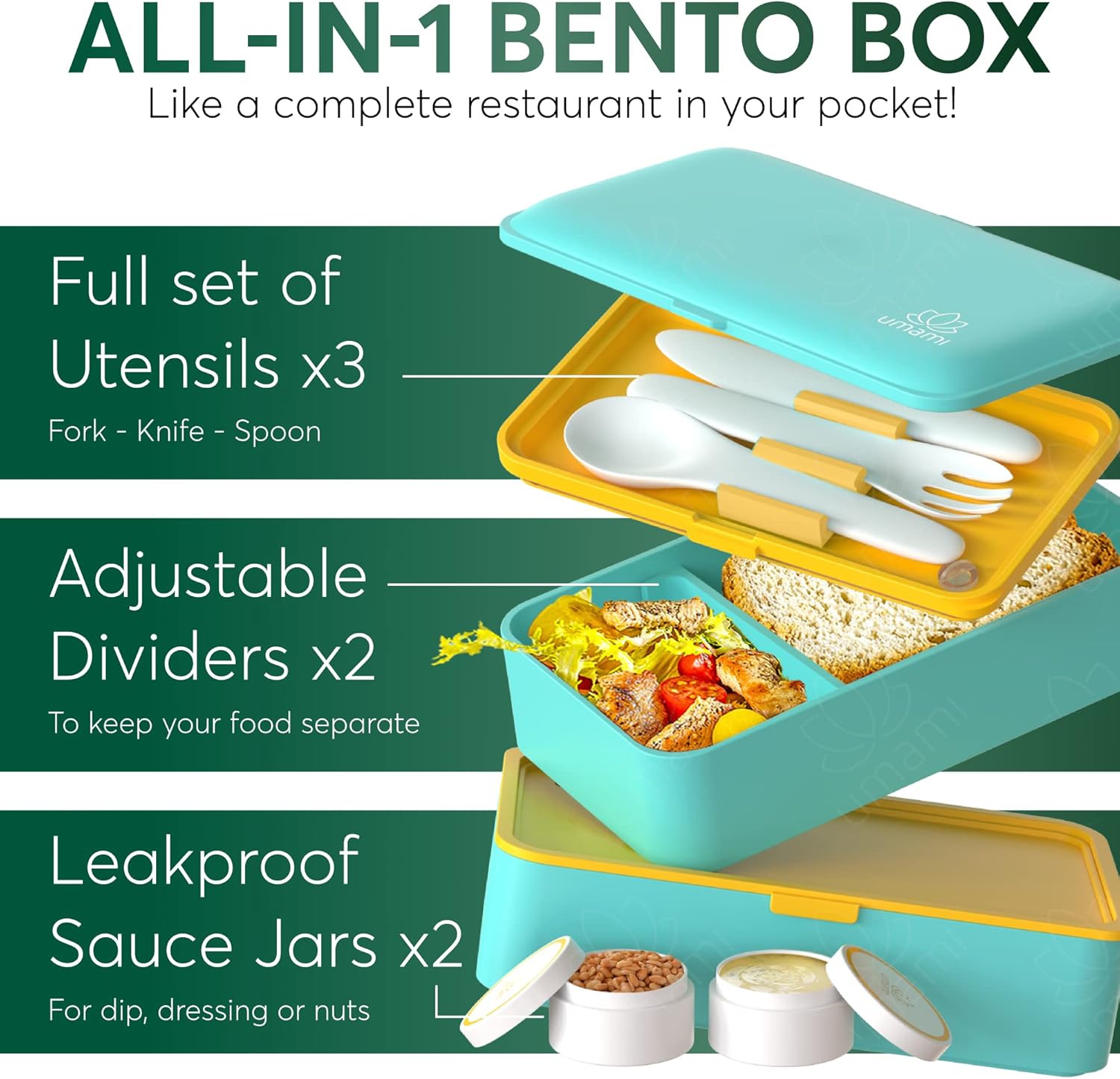 Boîte Bento Originale Turquoise Frais
