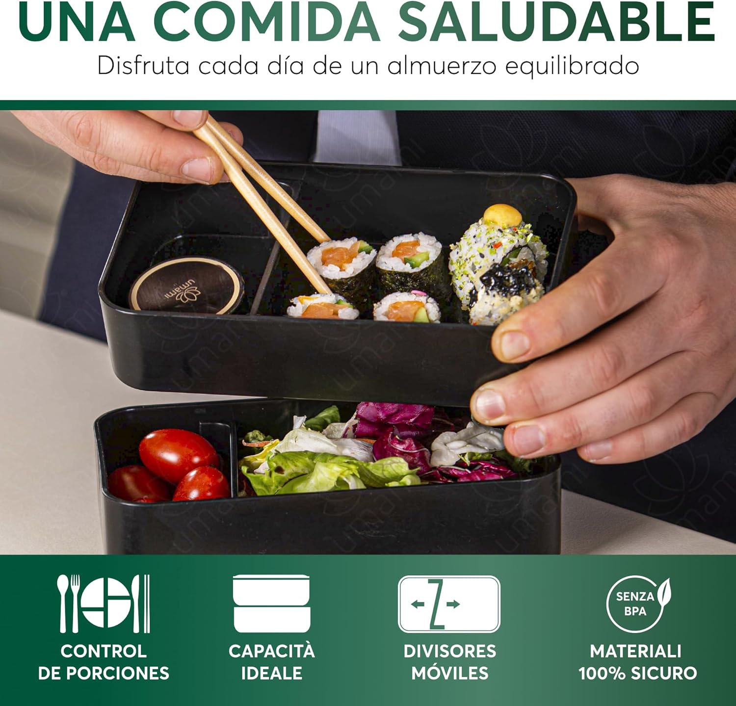 Boîte Bento Originale Noir et Hêtre