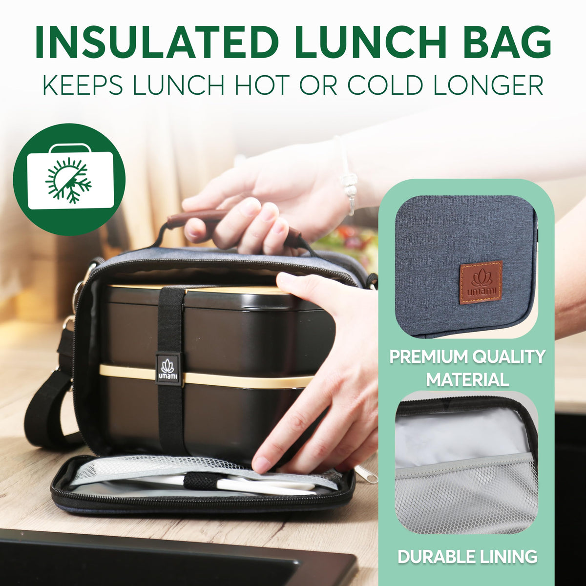Umami Insulated Lunch Bag Navy Blue Plain – Umami Bentos