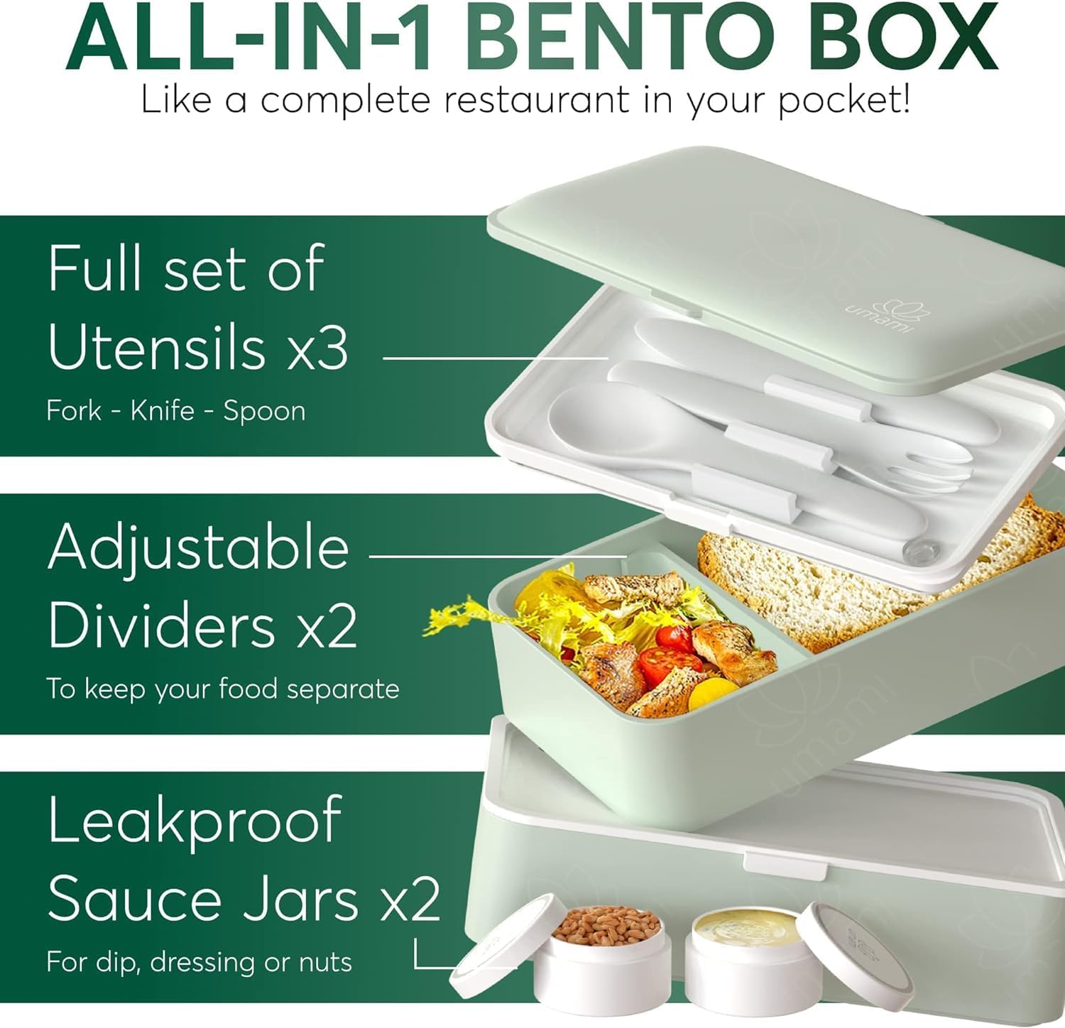 Boîte Bento Originale Vert Naturel