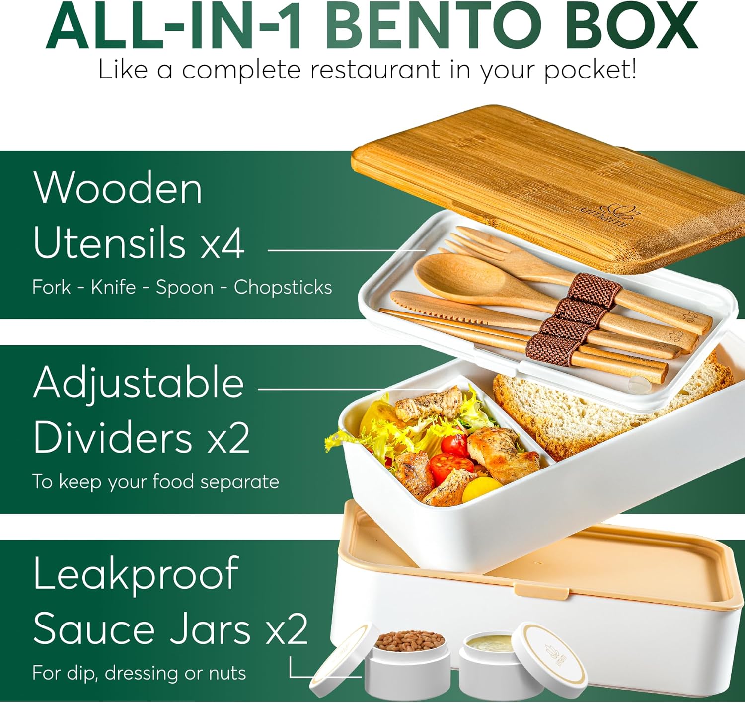 Boîte Bento Originale Blanc et Marron