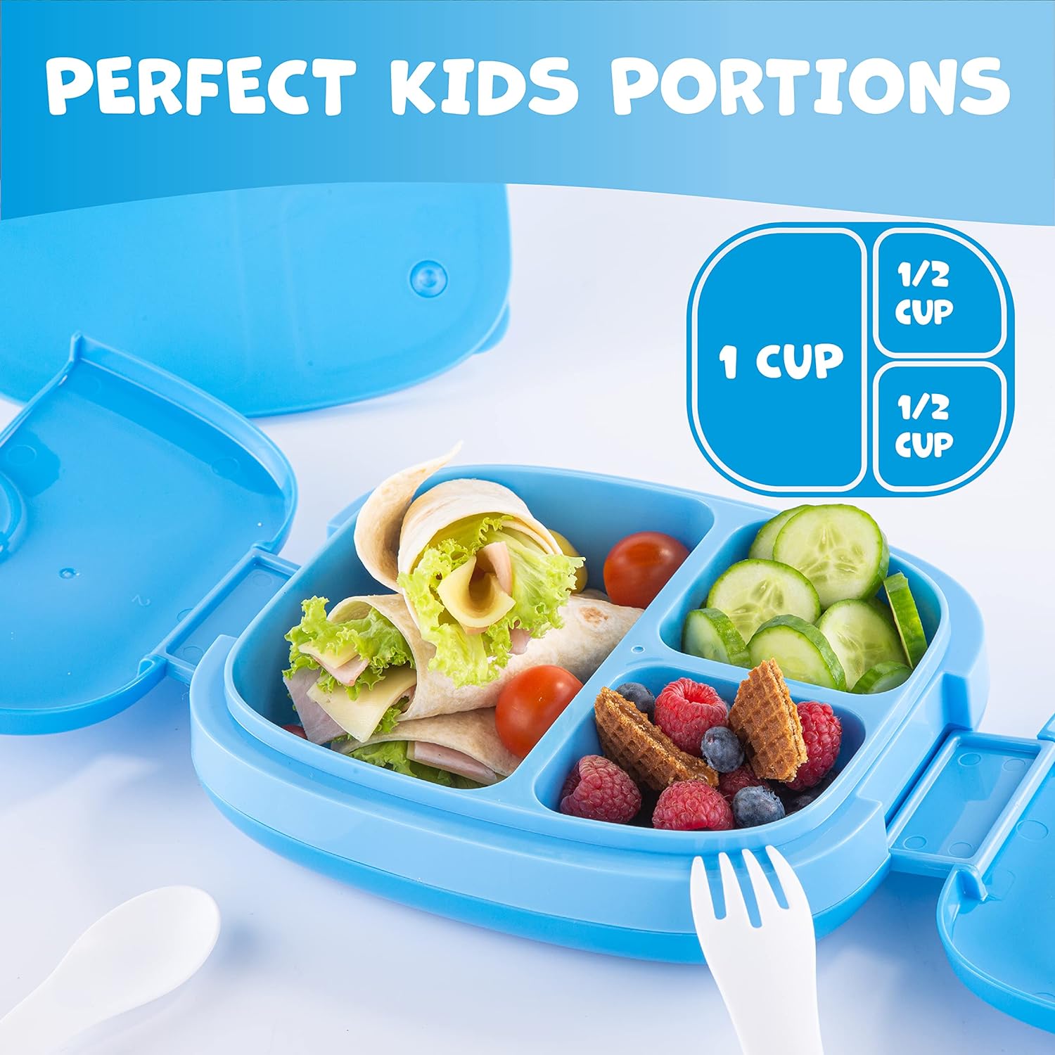 Boîte à Lunch pour Enfants Avec Couverts Bleu
