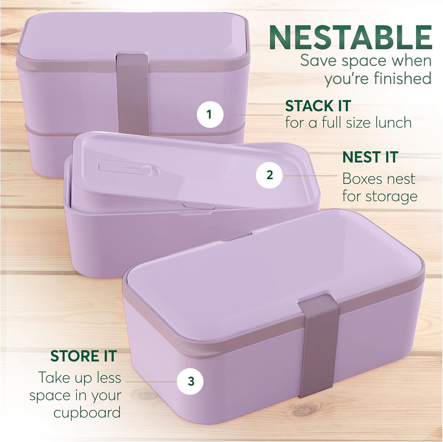 Boîte à bento Nestable Lavande Violet (51 oz)