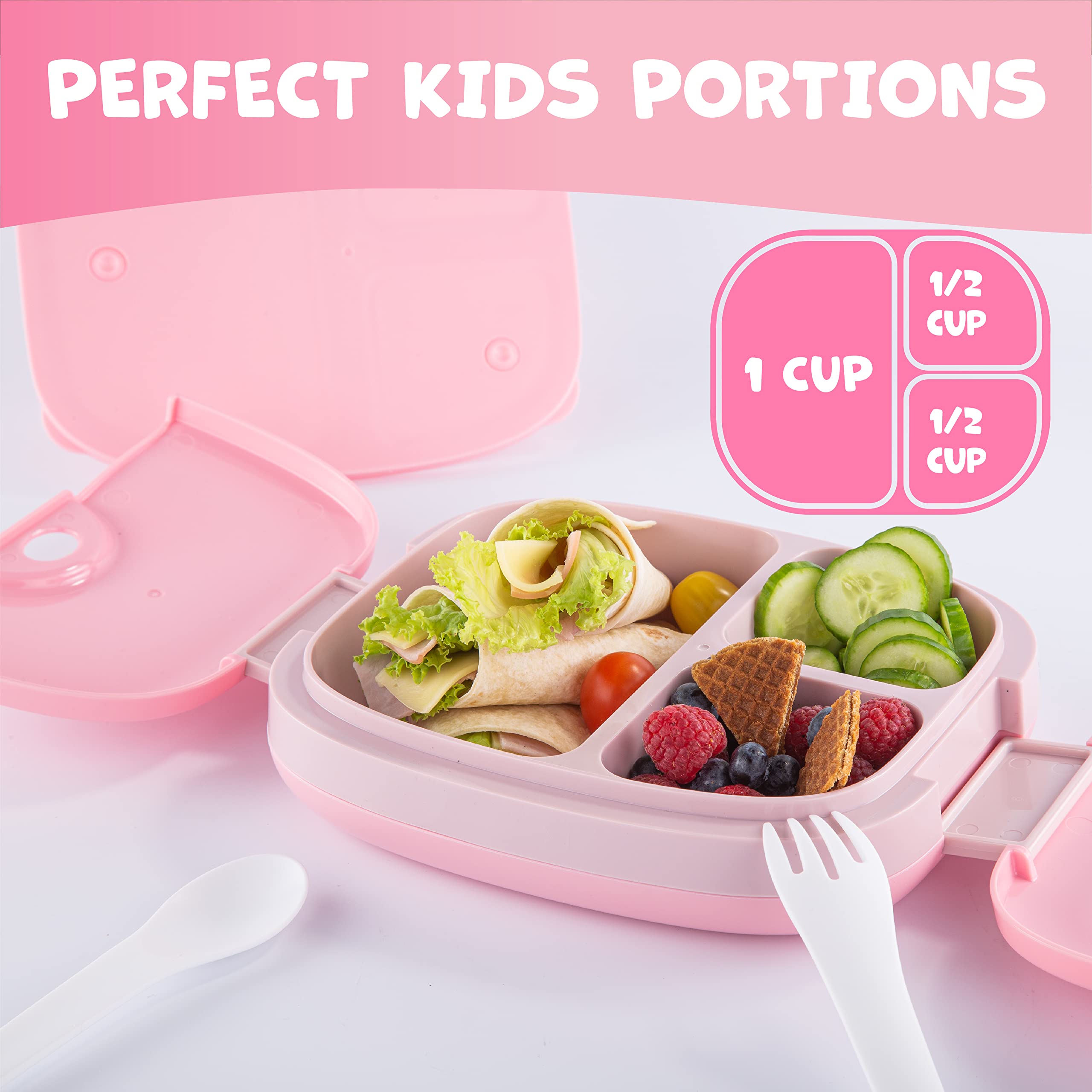 Boîte à Lunch pour Enfants Avec Couverts Rose