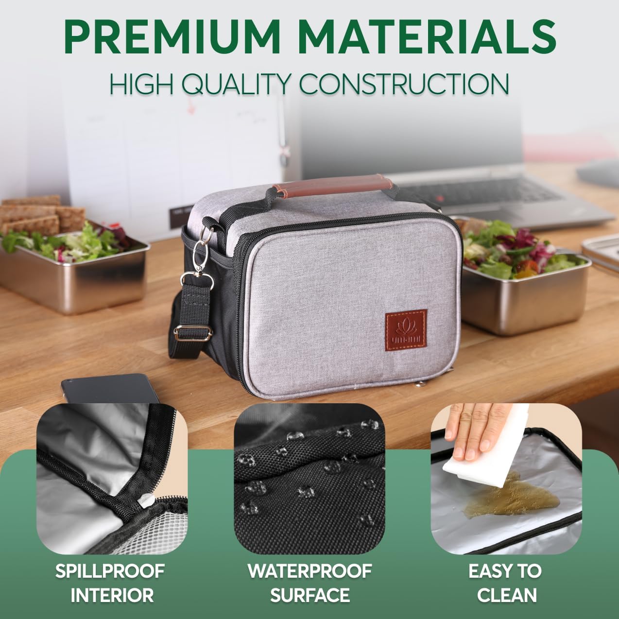 Umami Insulated Lunch Bag Gray Plain