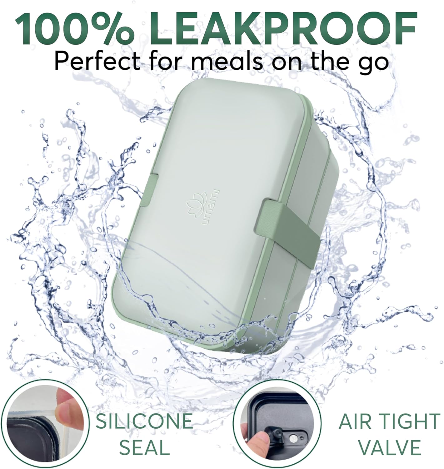 Boîte à bento emboîtable Vert Ardoise (1500 ML)