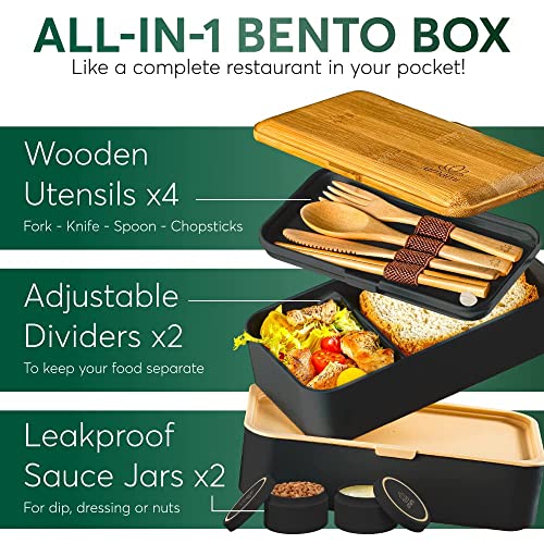Original Bento Box Wood Black & Bamboo Umami Bentos