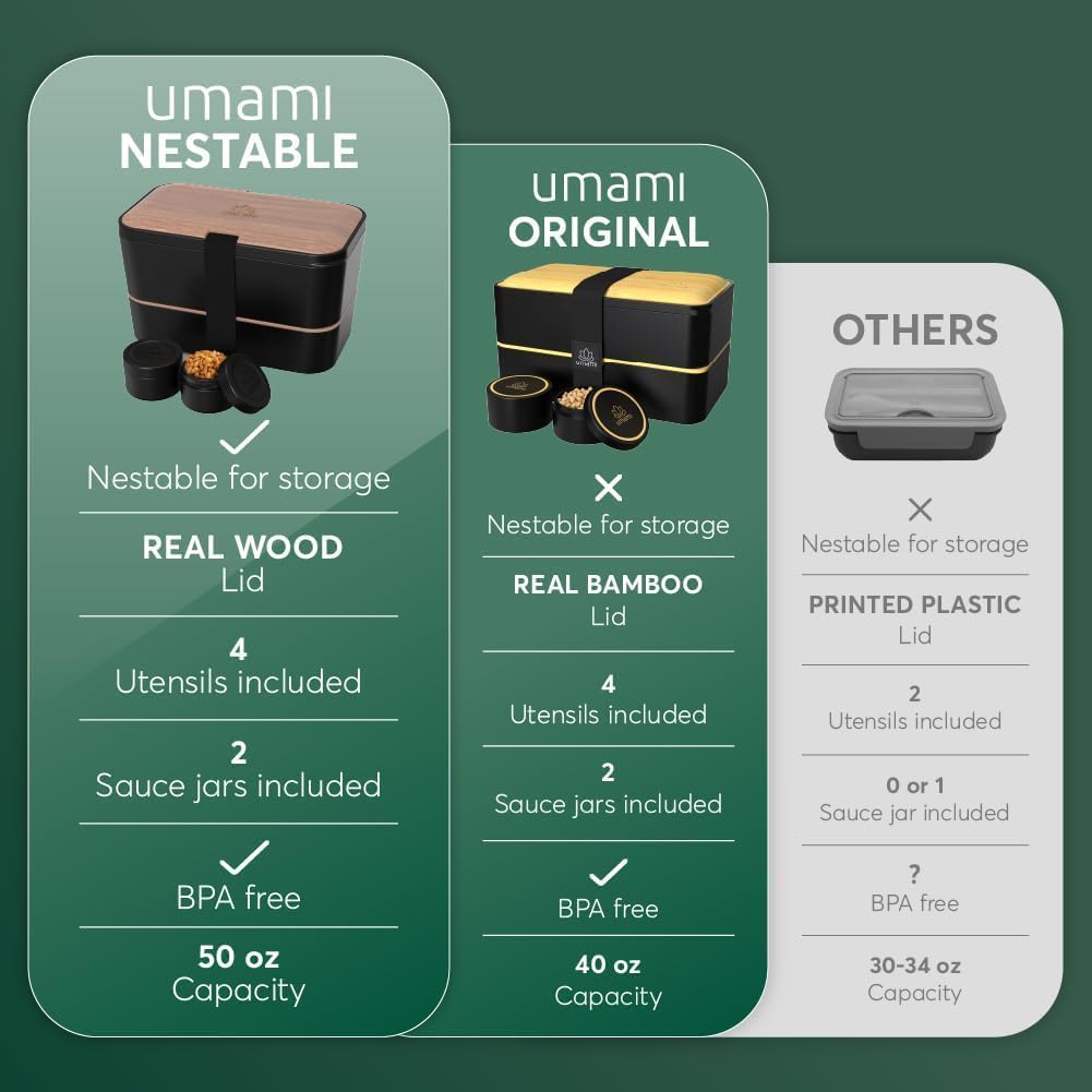 Boîte à Bento Nestable Noyer Noir (1500 ML)