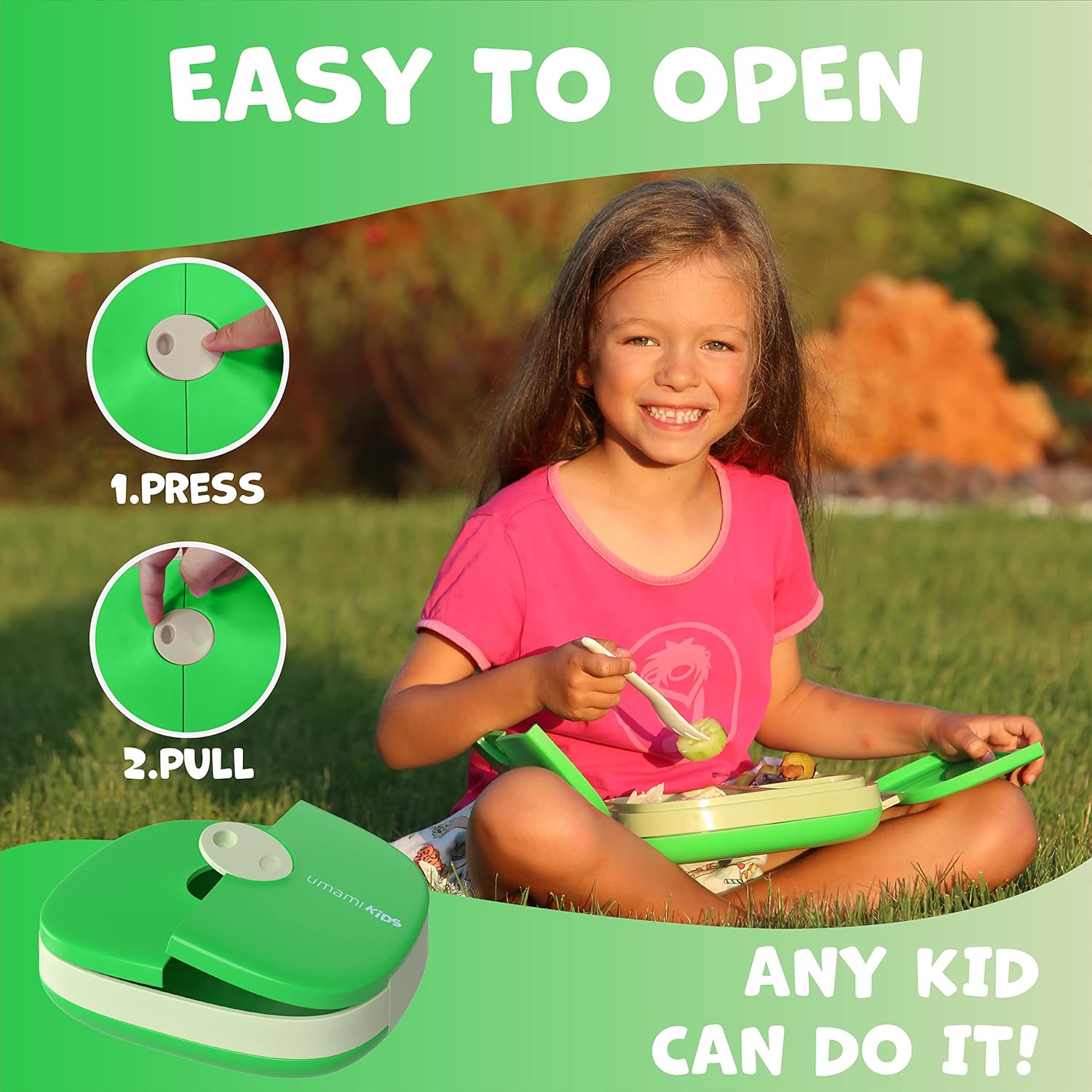 Boîte à Lunch pour Enfants Avec Couverts Vert