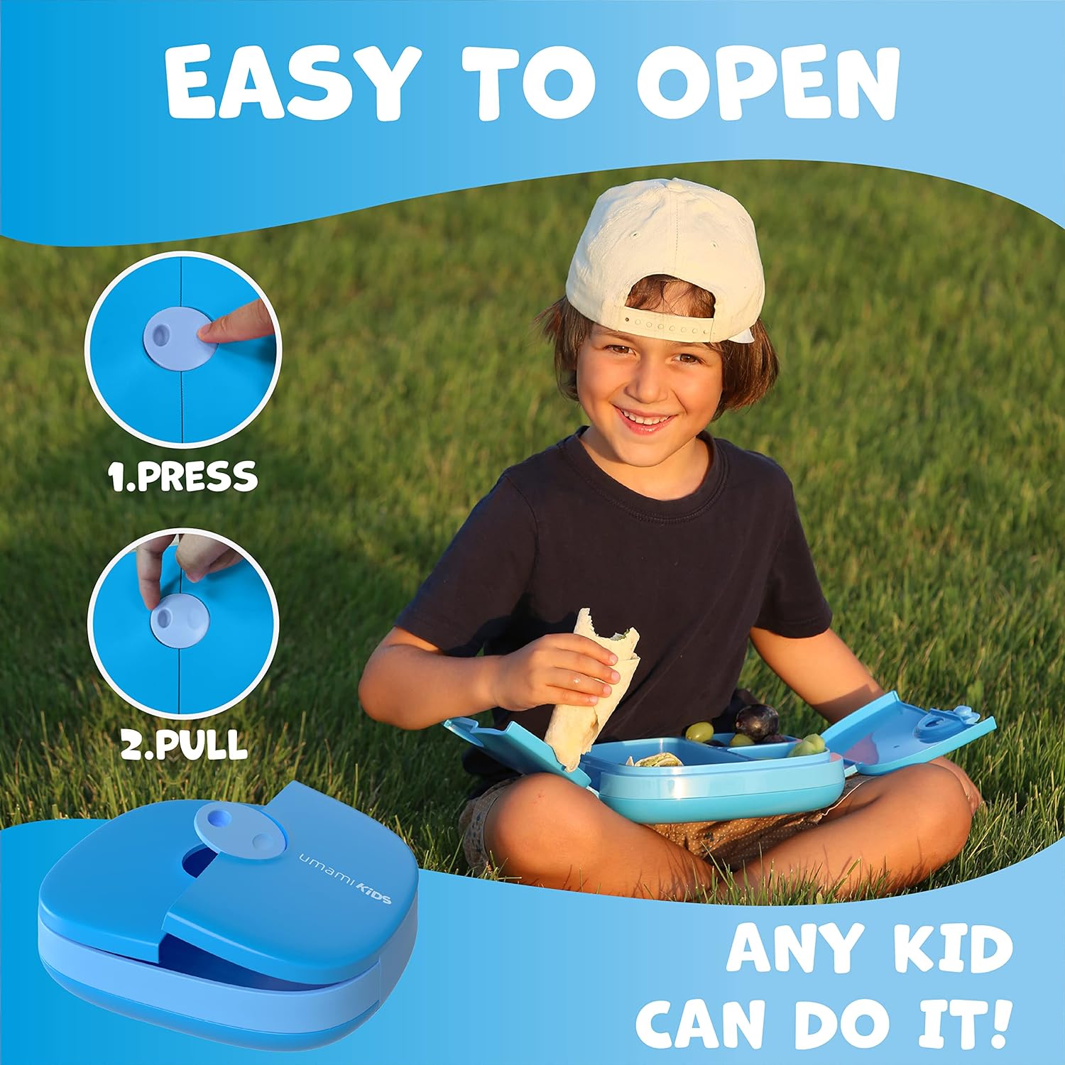 Boîte à Lunch pour Enfants Avec Couverts Bleu