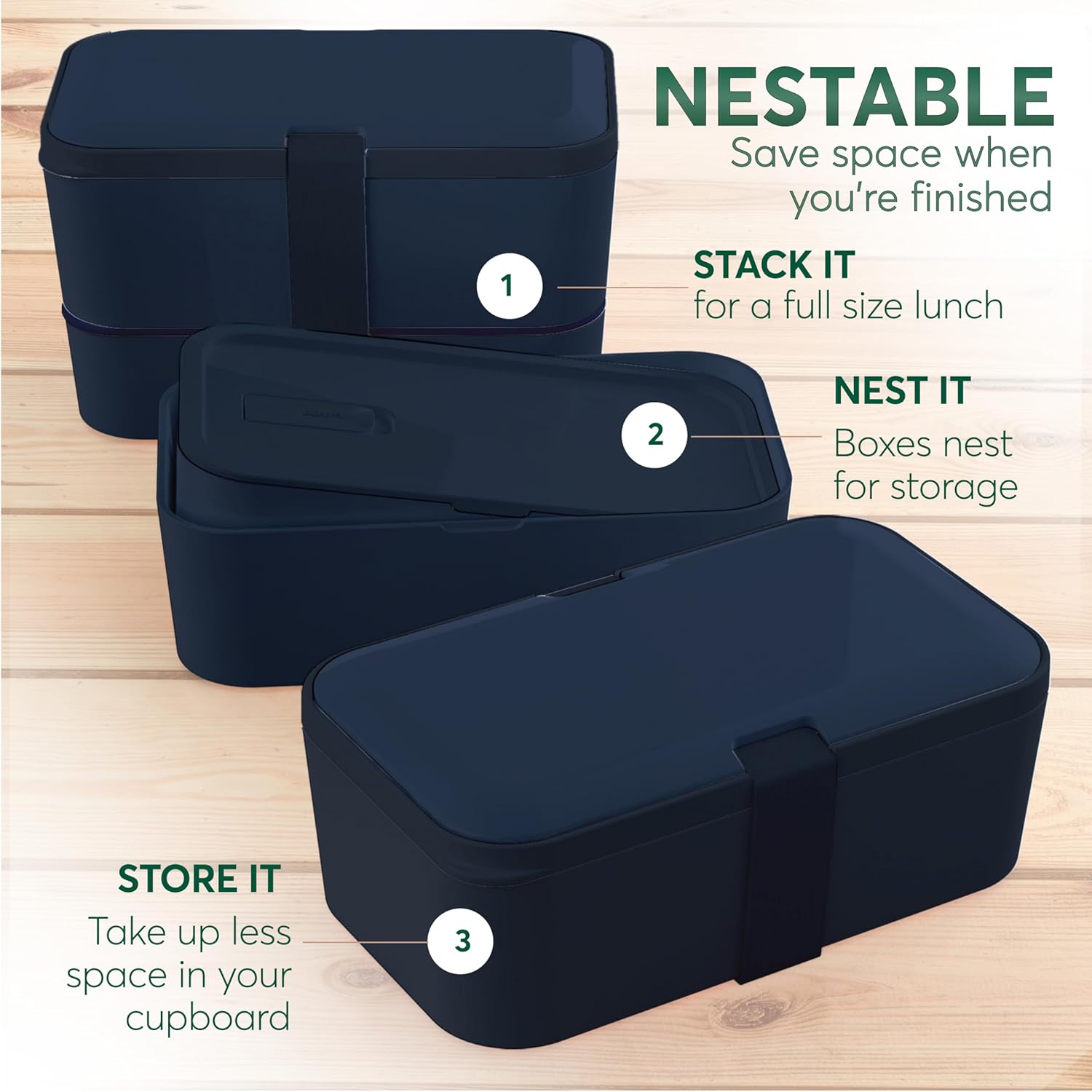 Boîte à bento Nestable Bleu Royal (51 oz)