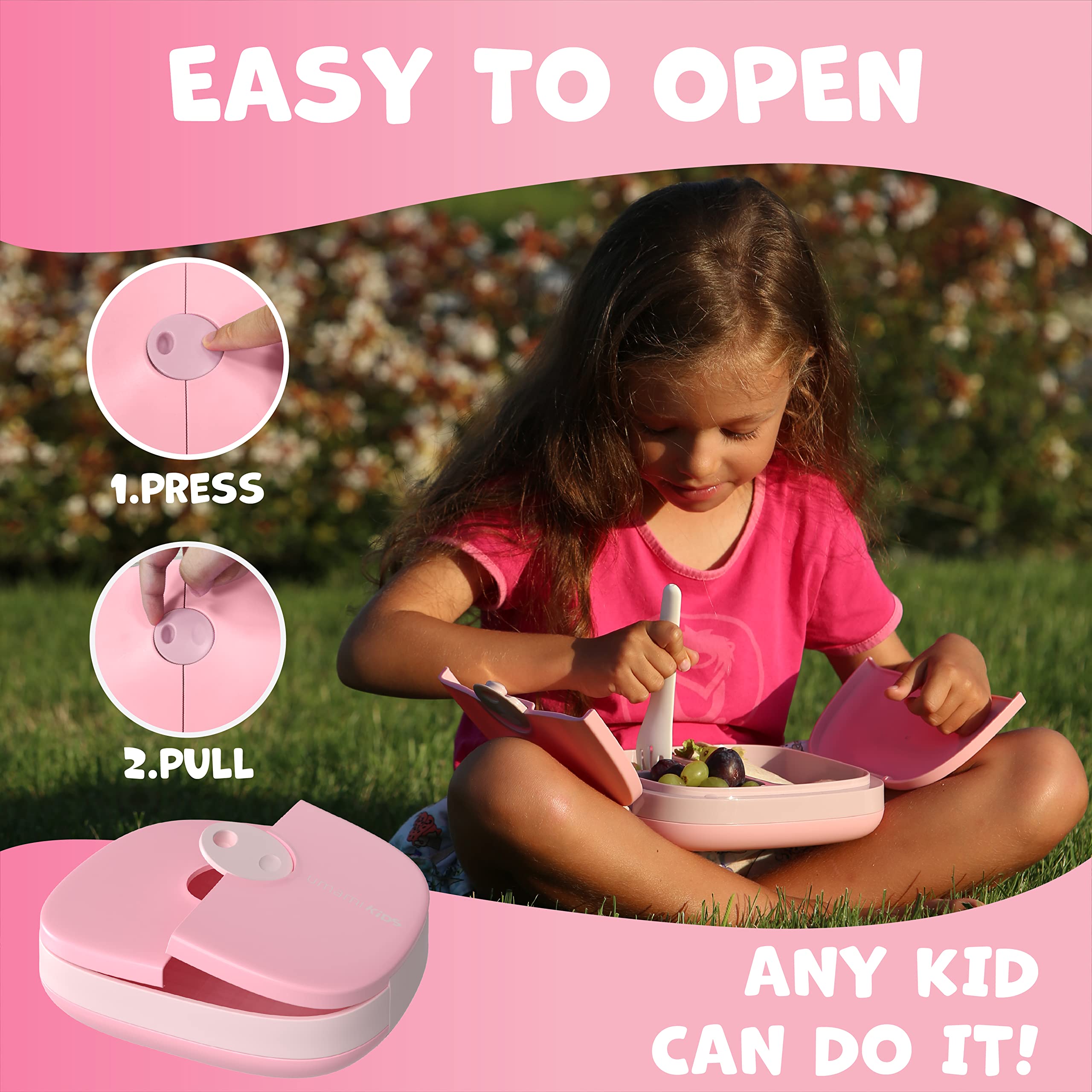 Boîte à Lunch pour Enfants Avec Couverts Rose