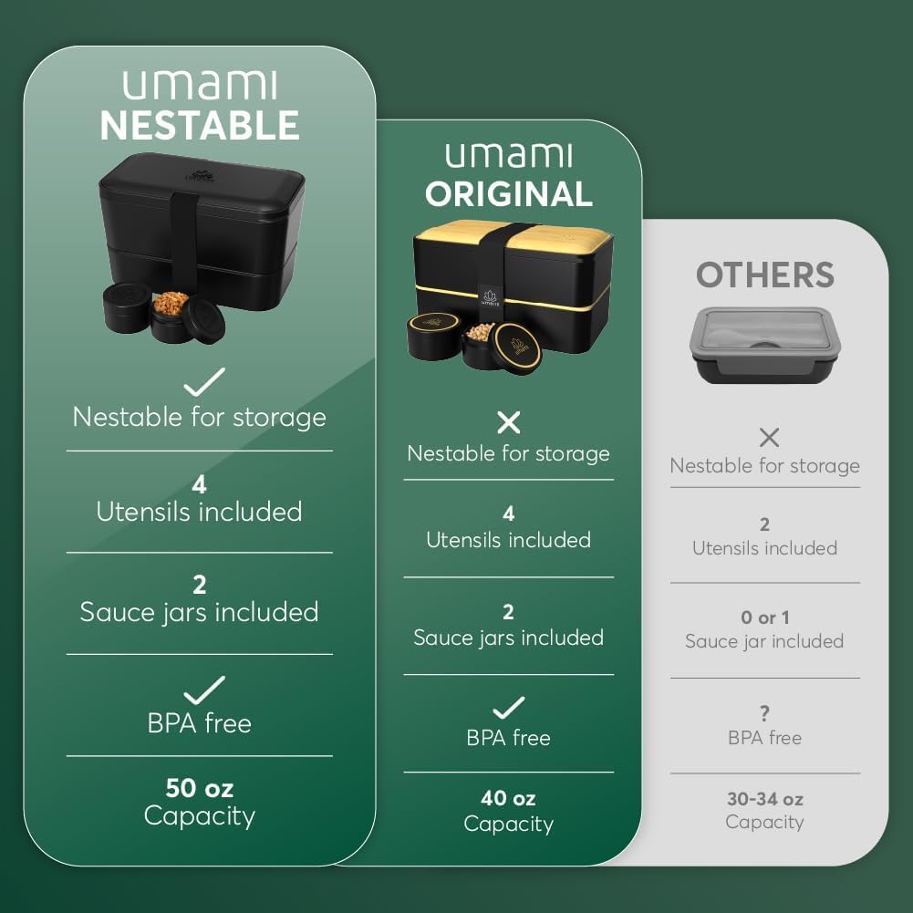 Boîte à bento Nestable Onyx Noir (51 oz)