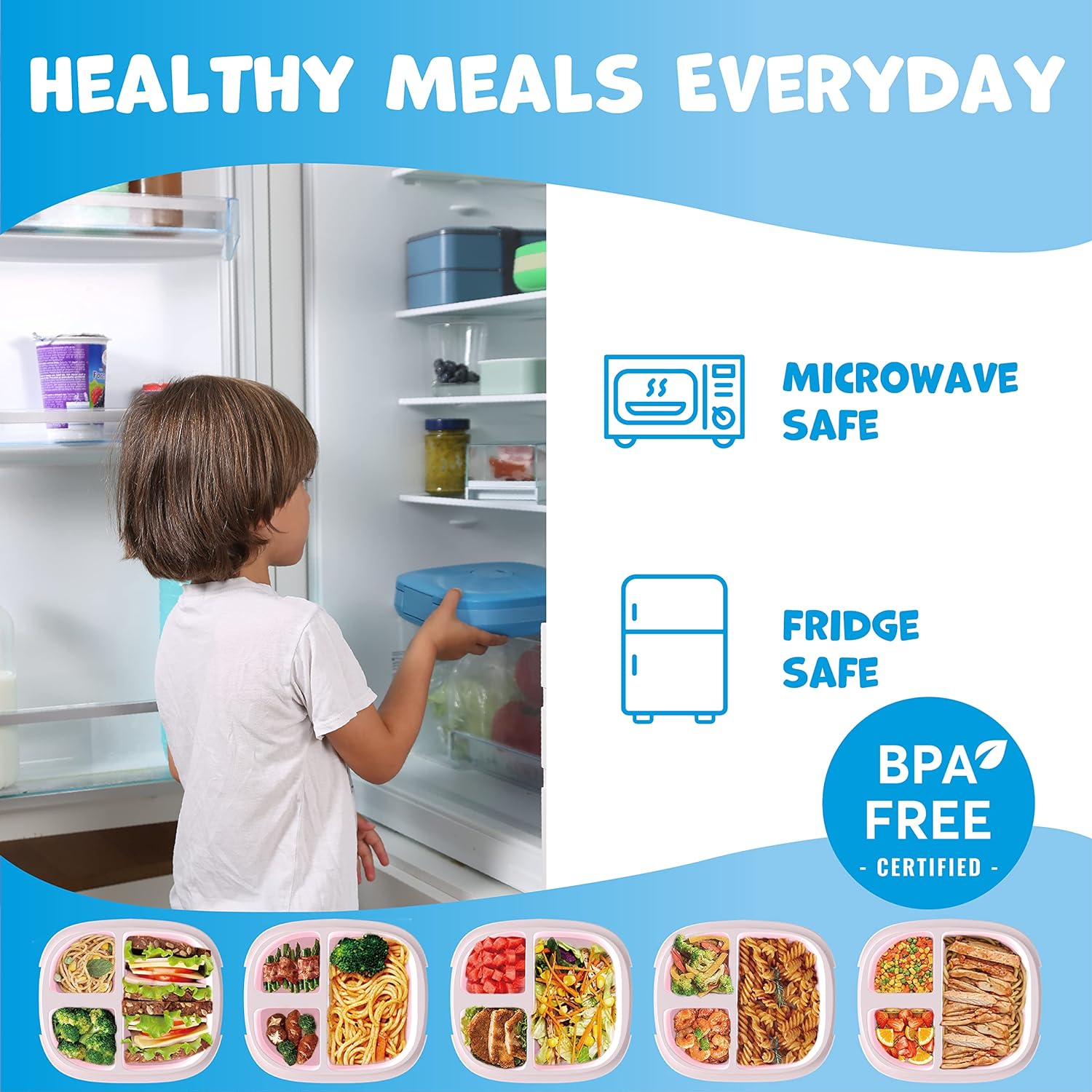 Boîte à Lunch pour Enfants Avec Couverts Bleu
