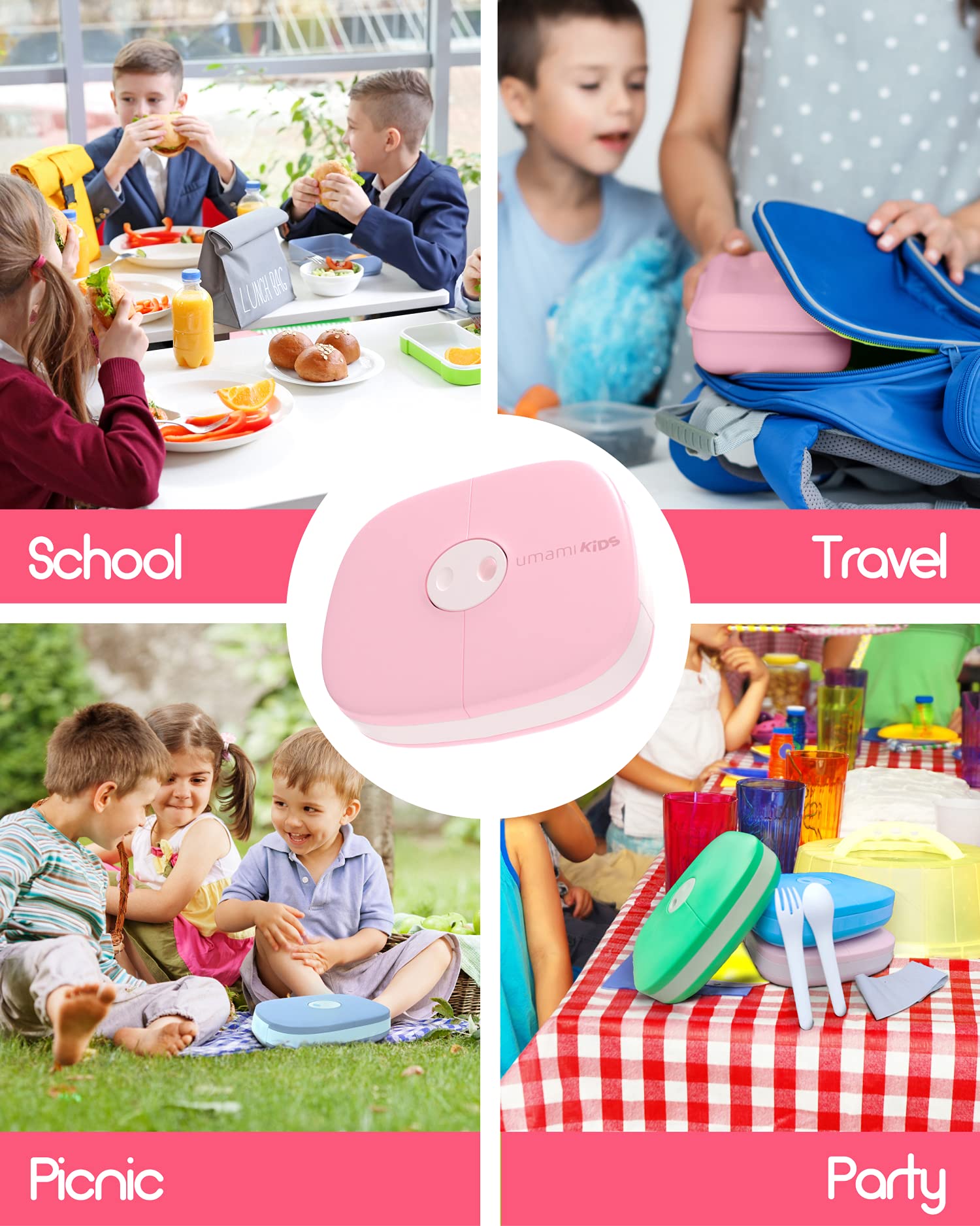 Boîte à Lunch pour Enfants Avec Couverts Rose