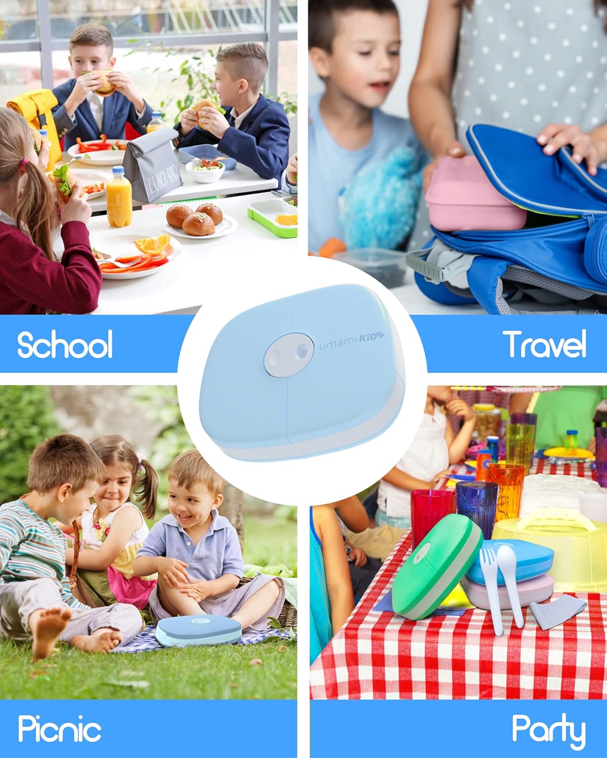 Boîte à Lunch pour Enfants Avec Couverts Bleu