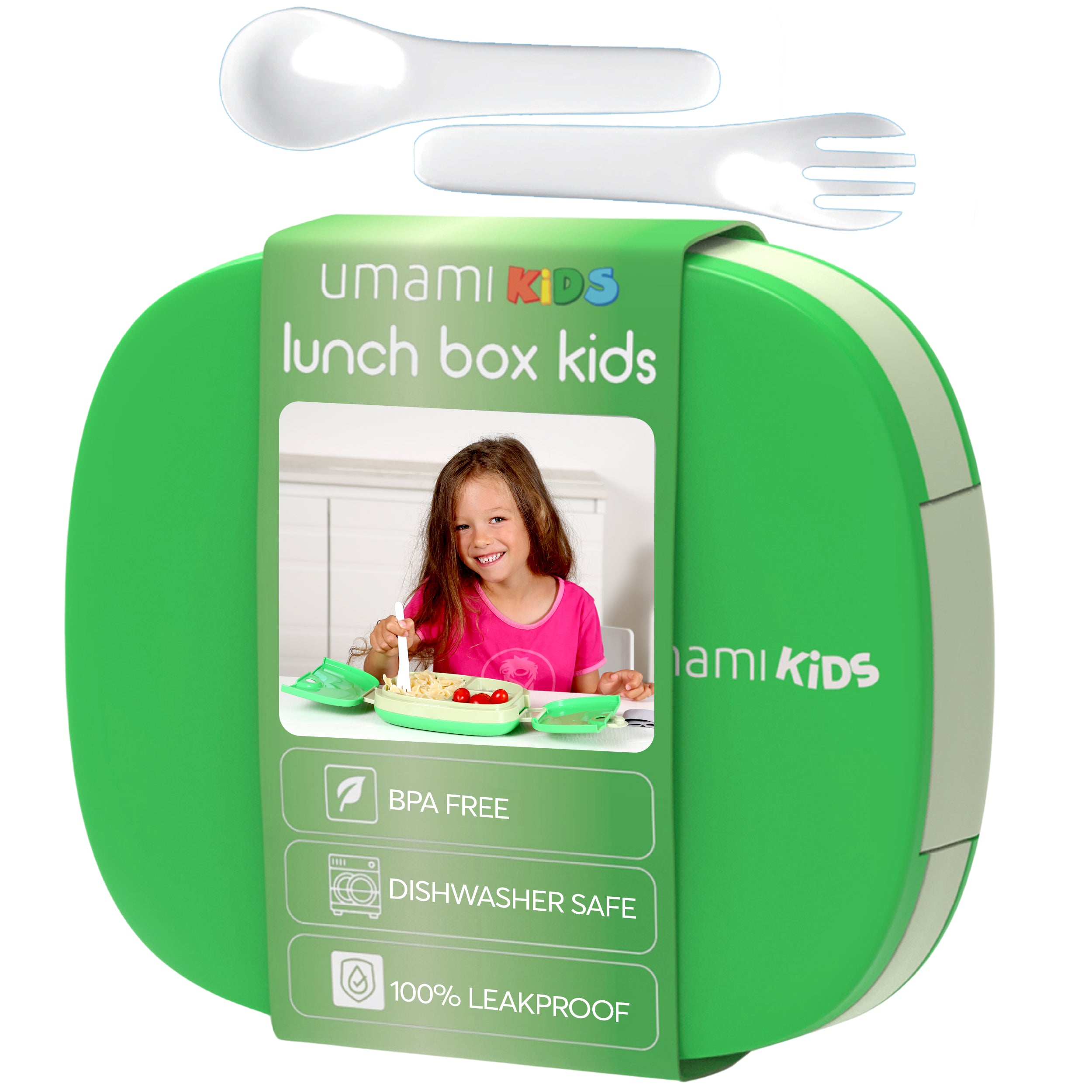 Boîte à Lunch pour Enfants Avec Couverts Vert