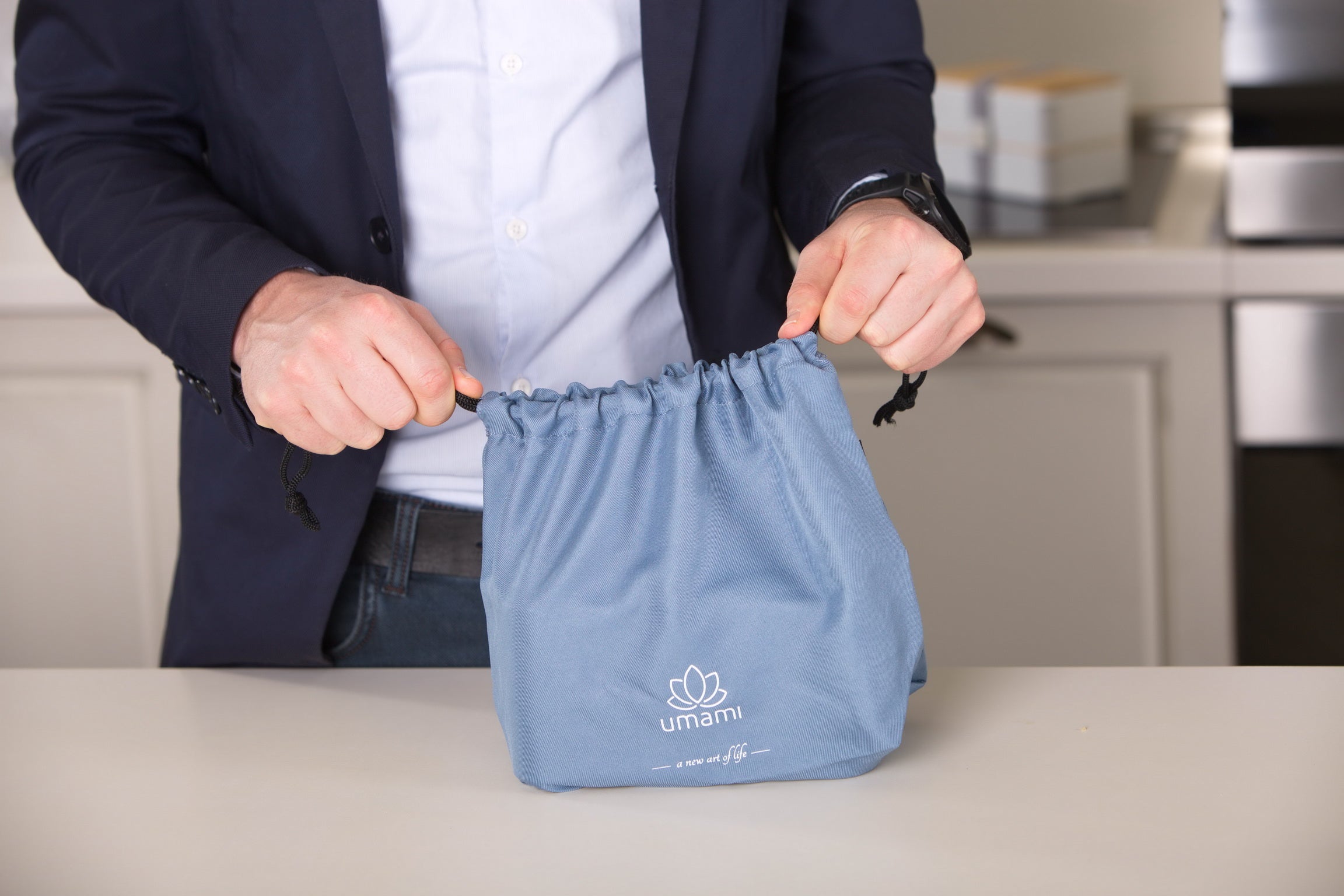 Umami Pochette Mini Lunch Tote Bag Reusable with Drawstring for Men & Women