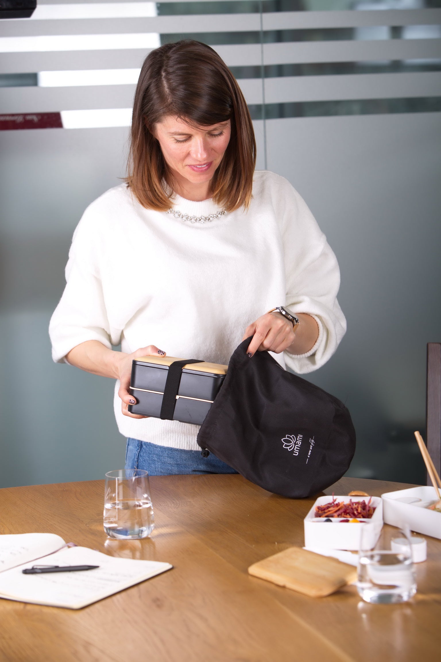 Umami Pochette Mini Lunch Tote Bag Reusable with Drawstring for Men & Women