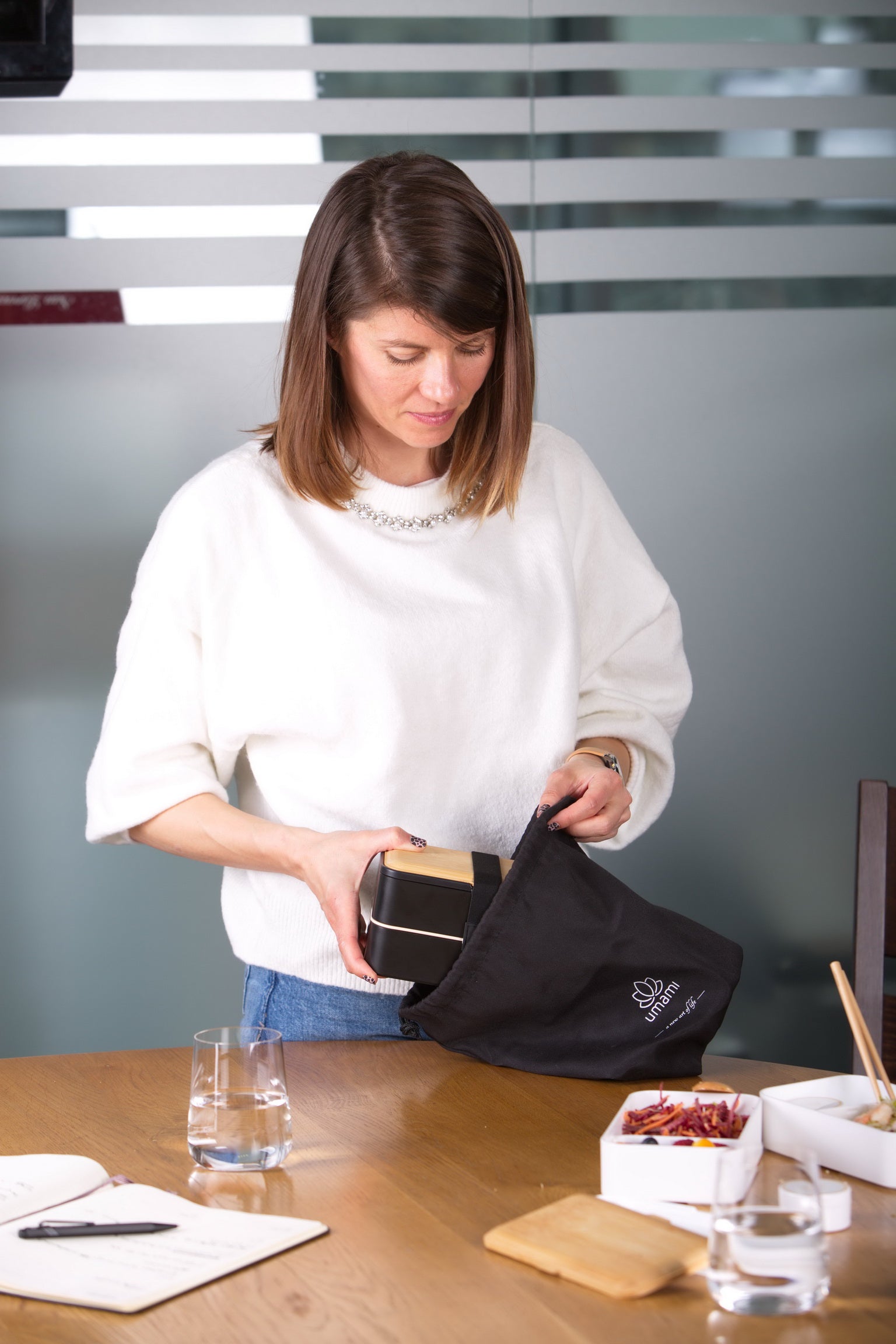 Umami Pochette Mini Lunch Tote Bag Reusable with Drawstring for Men & Women