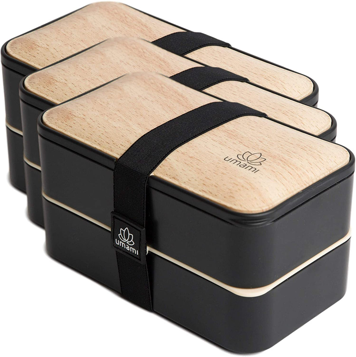 Bento Tek 3 oz Black Buddha Box Snack / Sauce Container - with Beige Lid -  3 3/4 x 2 1/4 x 1 1/4 - 4 count box