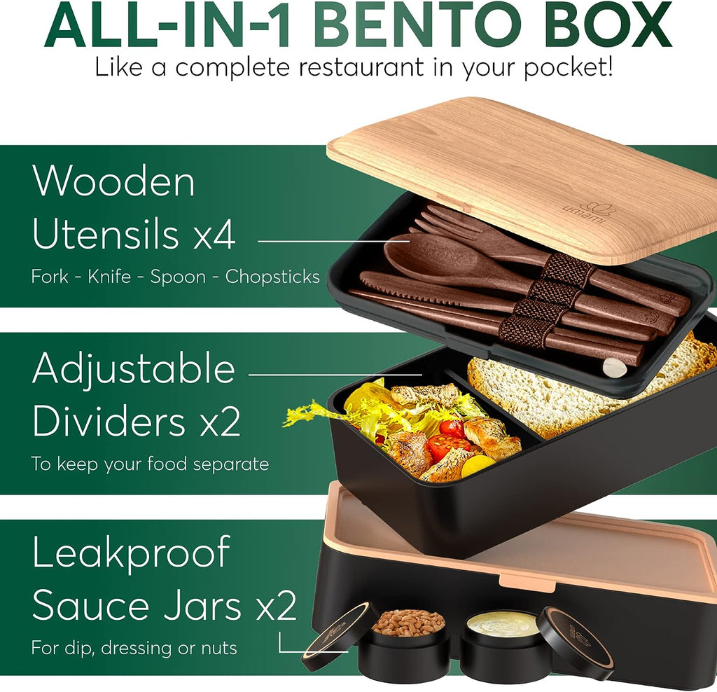 Original Bento Box Premium Nestable Onyx Black (51 oz) – Umami Bentos