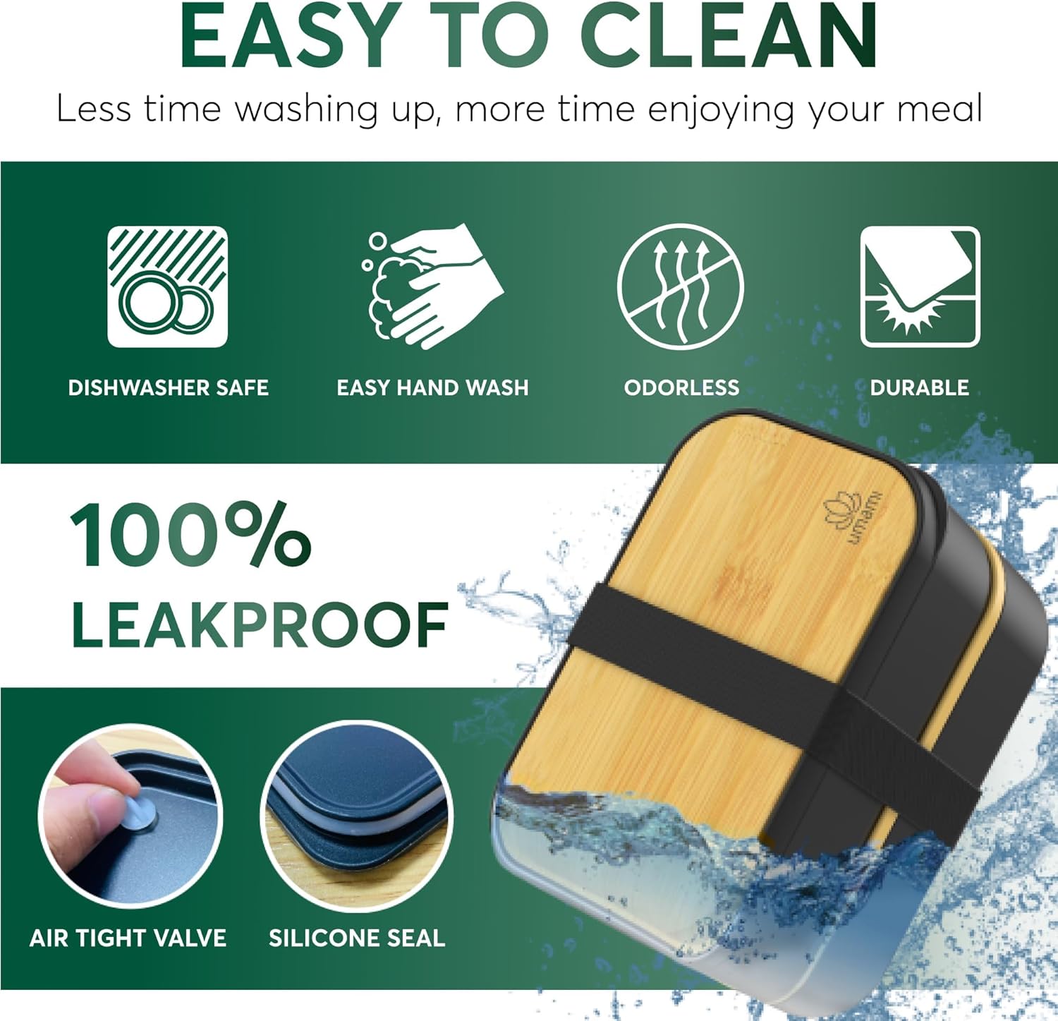 Boîte à Bento Originale XXL Noir & Bambou