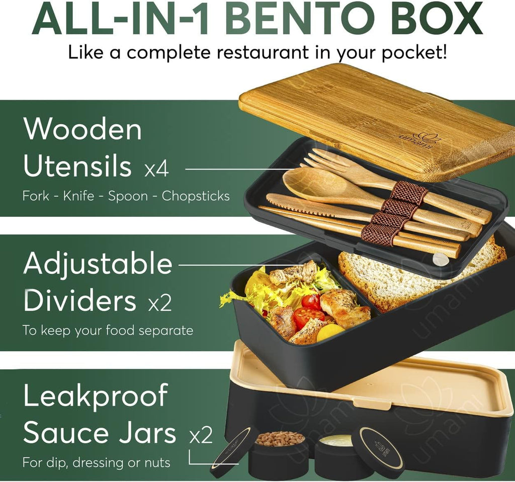 Original Bento Box White & Bamboo for Adults/Children – Umami Bentos