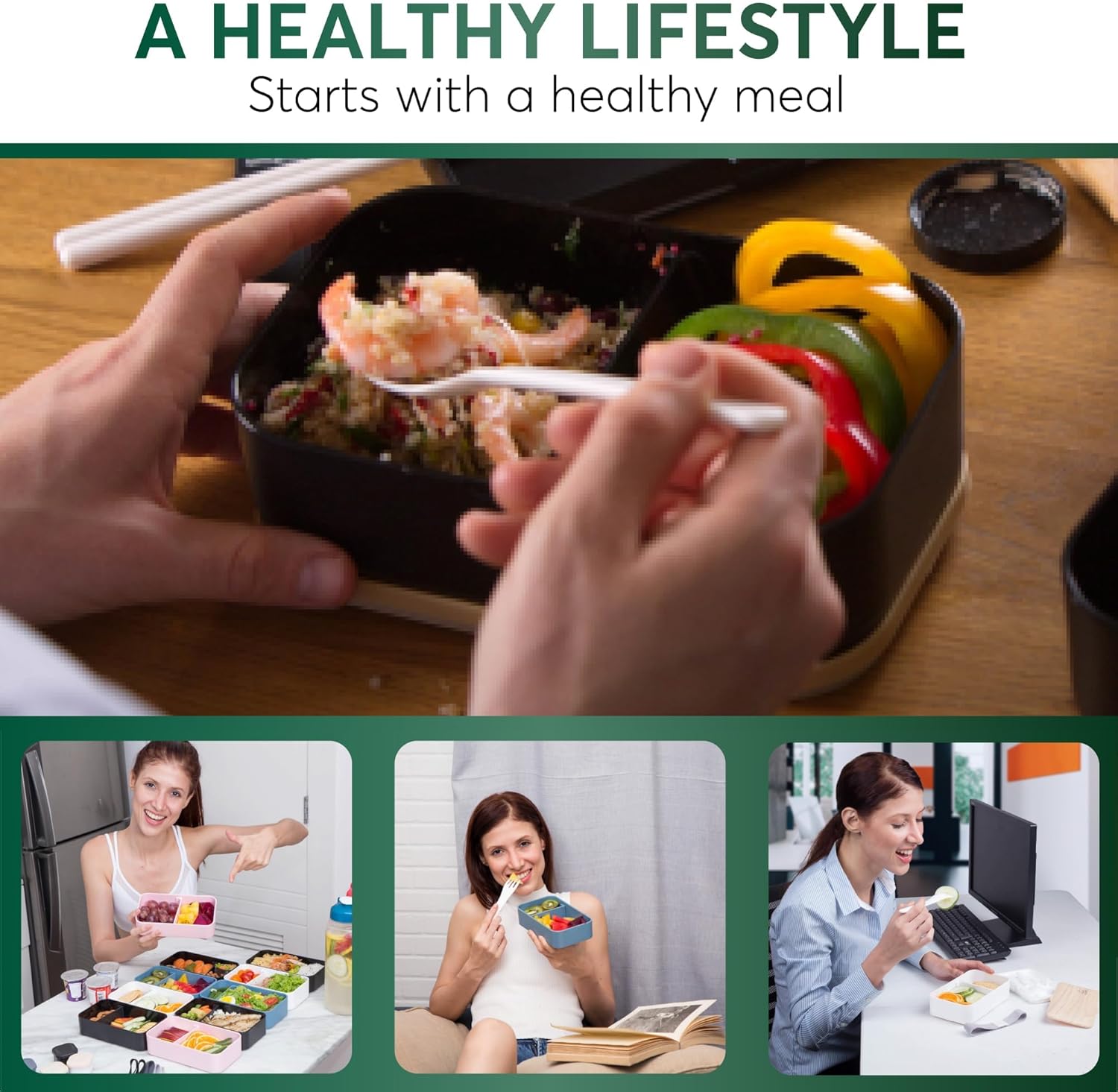 Boîte à Bento Originale XXL Noir & Bambou