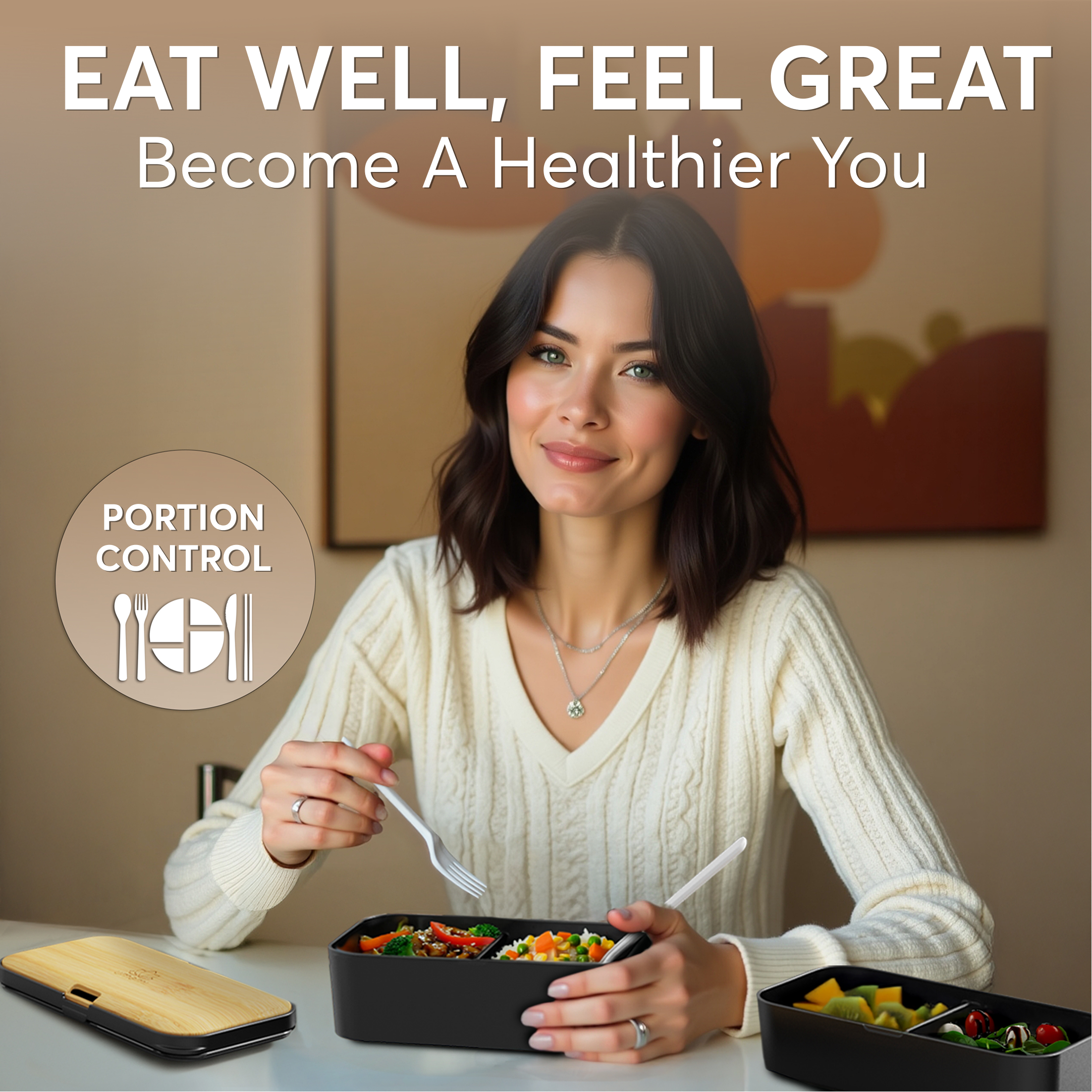 Original Bento Box Premium Nestable Bamboo Black (51 oz)