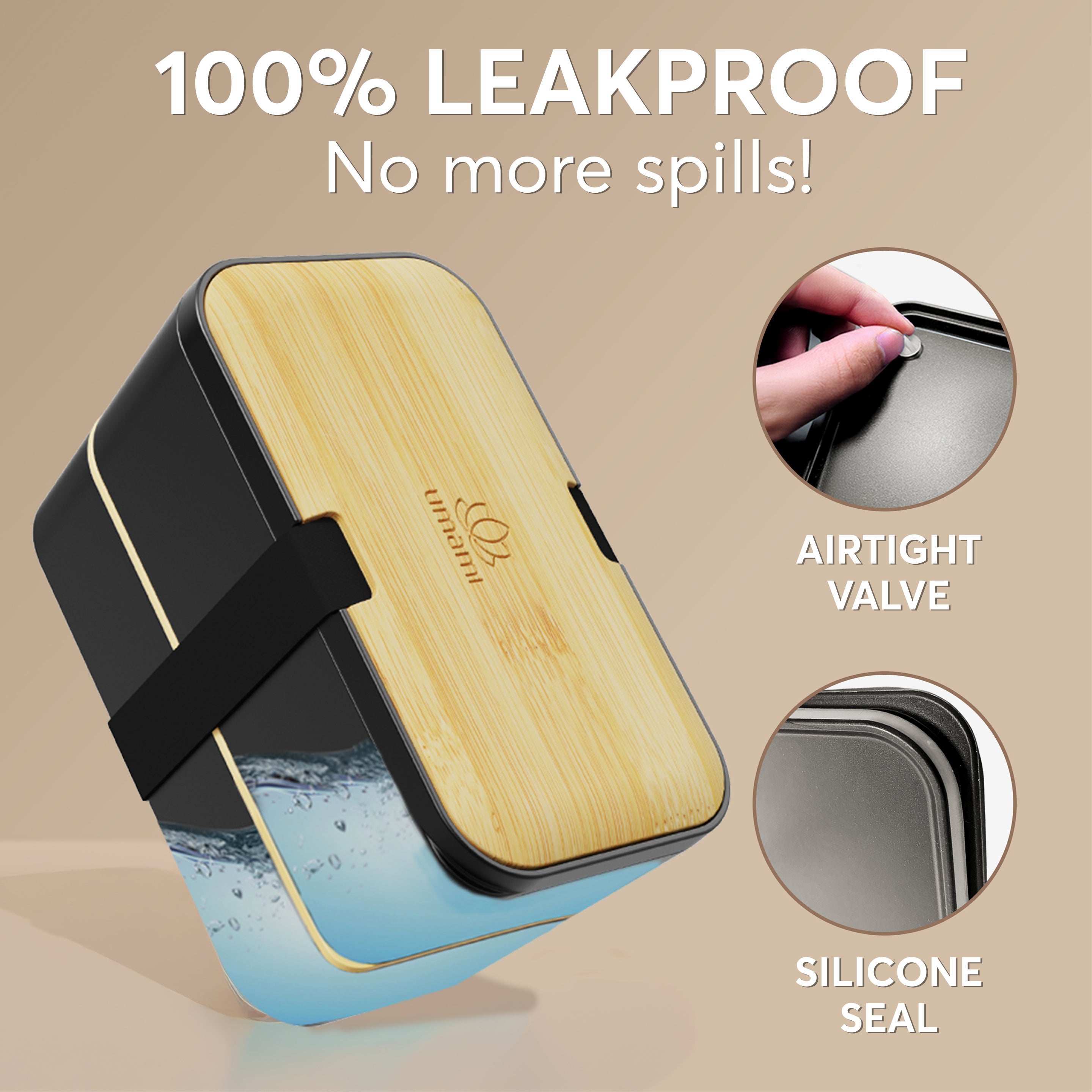 Original Bento Box Premium Nestable Bamboo Black (51 oz)