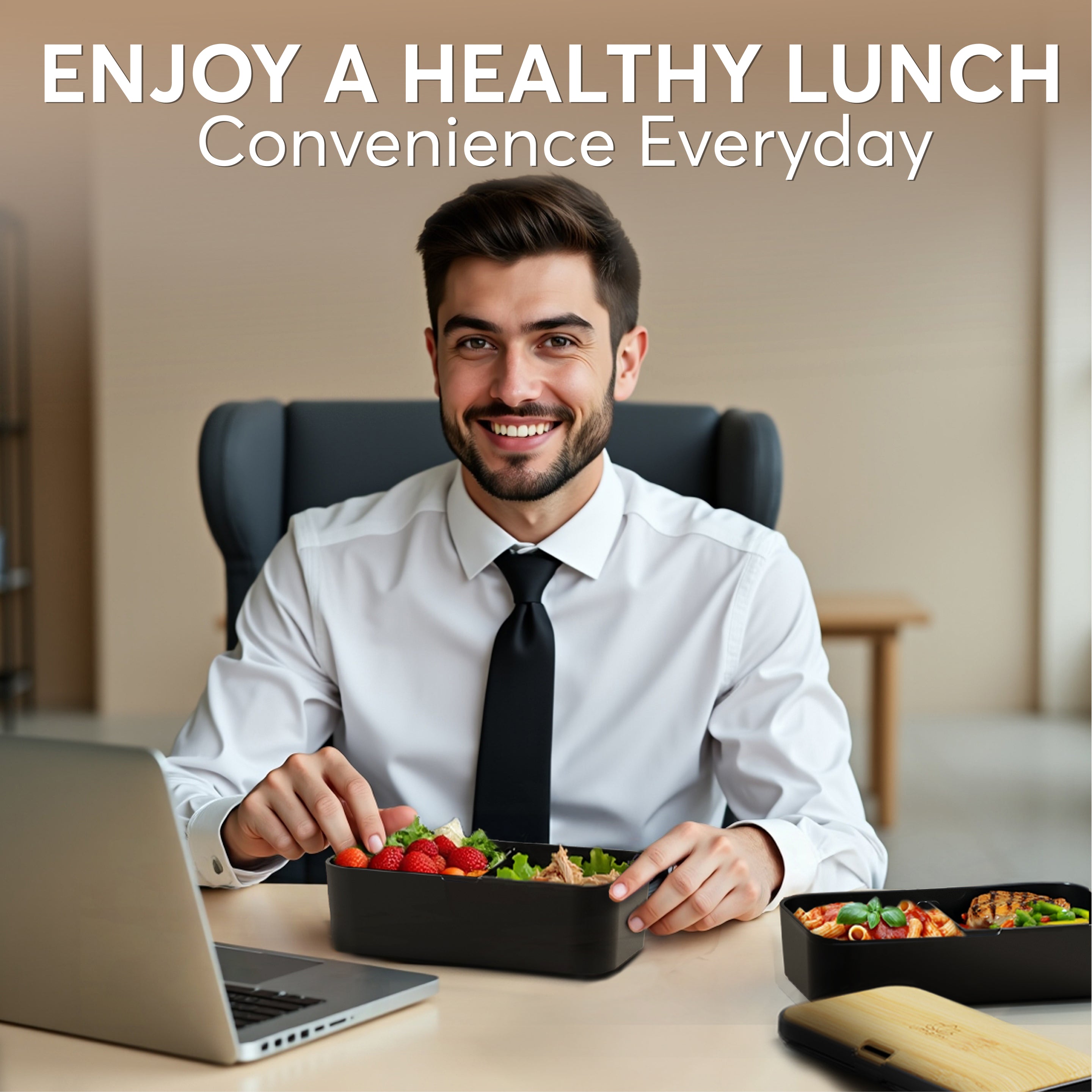 Original Bento Box Premium Nestable Bamboo Black (51 oz)