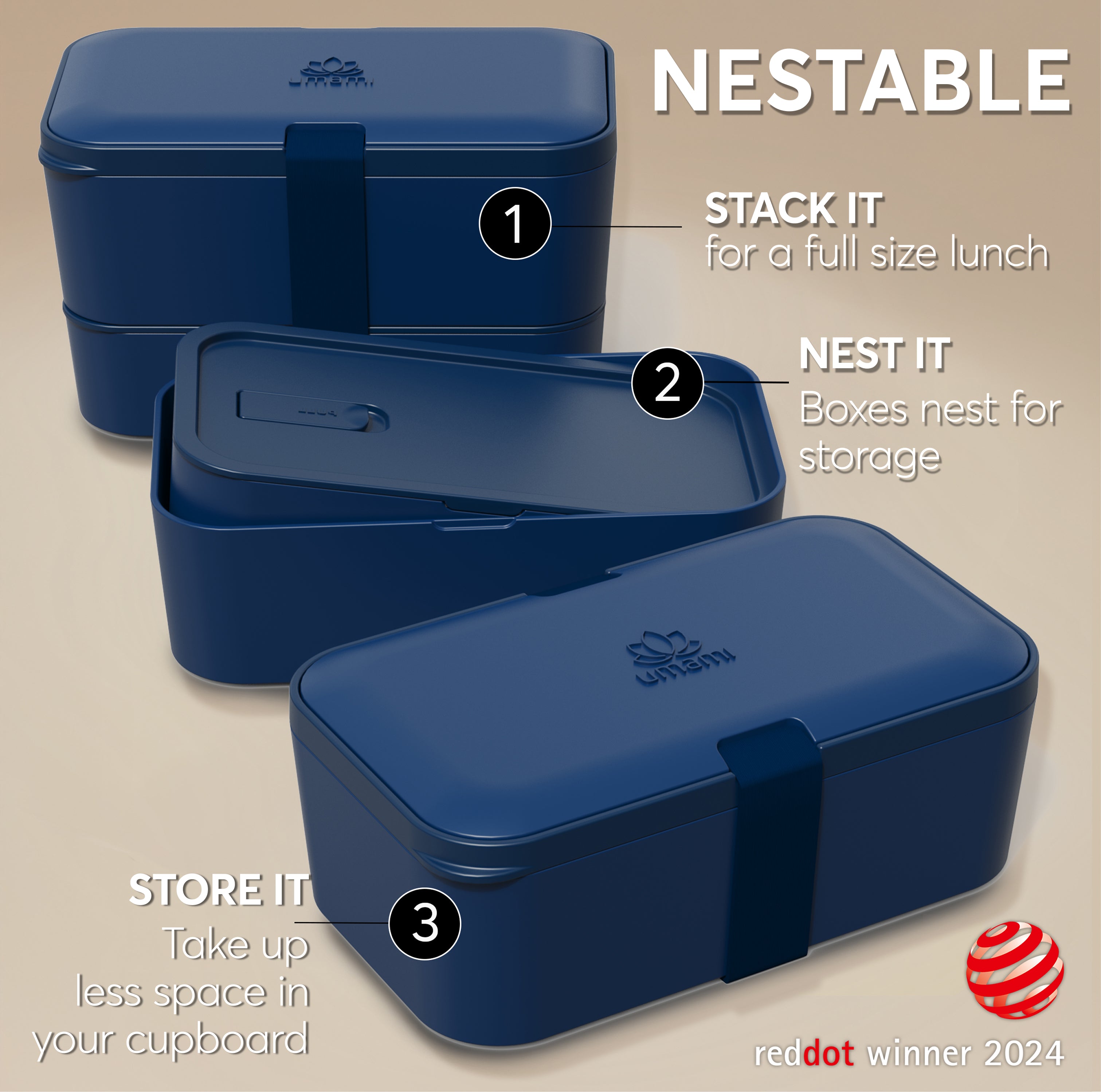 Nestable Bento Box Nestable Midnight Blue (51 oz)