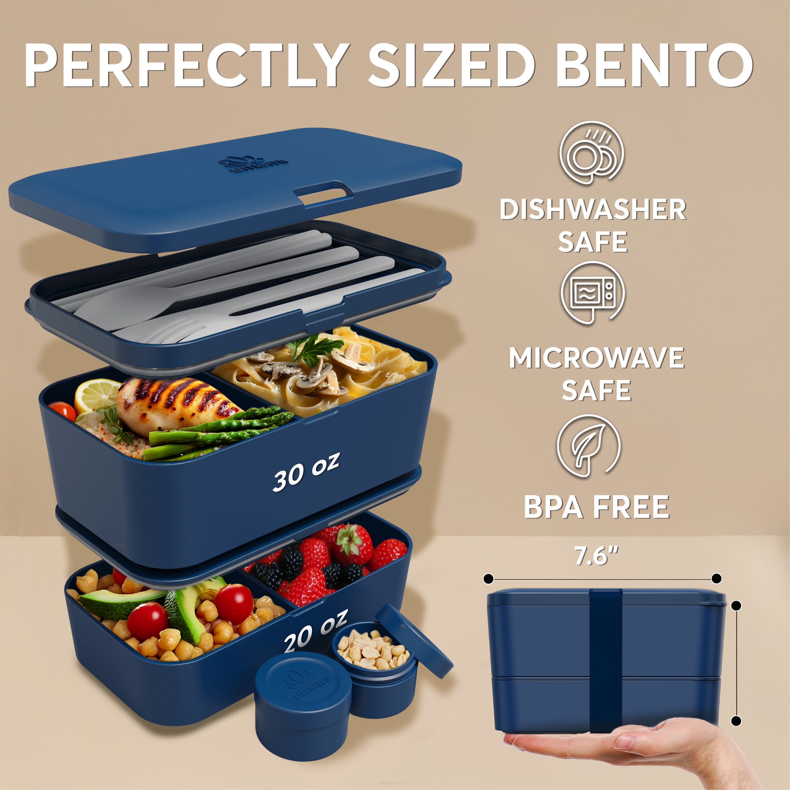 Nestable Bento Box Nestable Midnight Blue (51 oz)