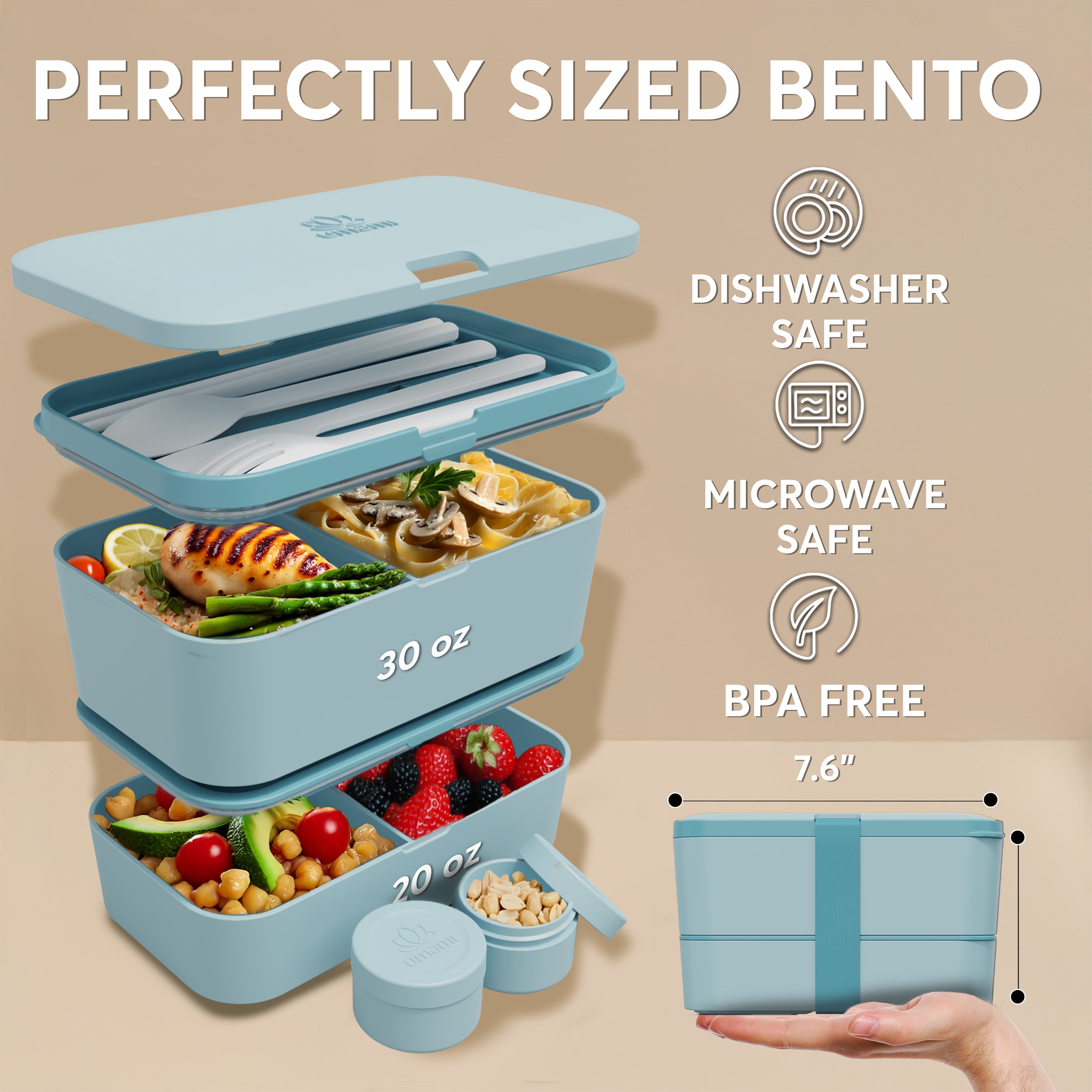 Nestable Bento Box Mint Blue (51 oz)