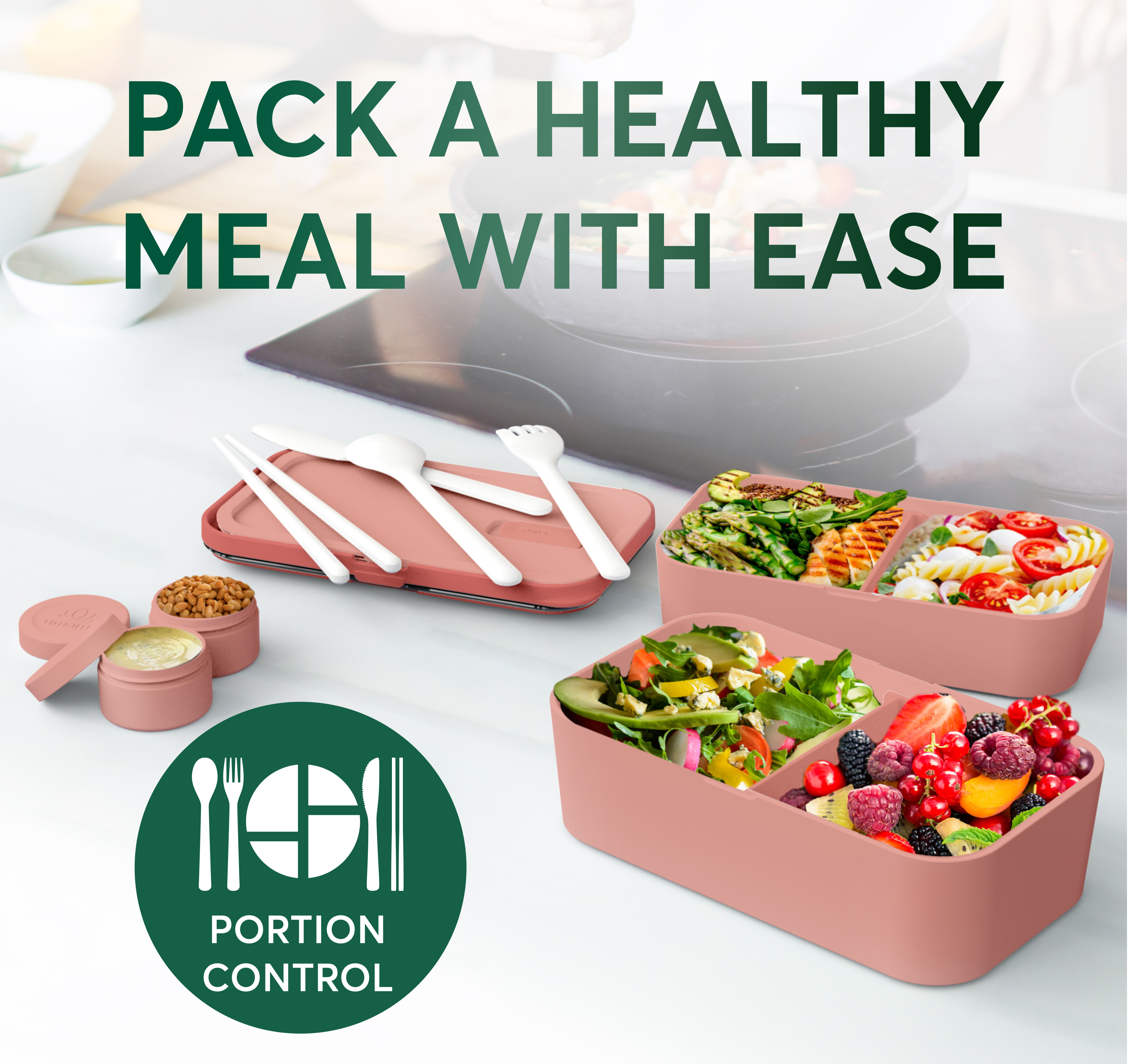 Single Layer Bento Box  Coral Pink (30 oz)