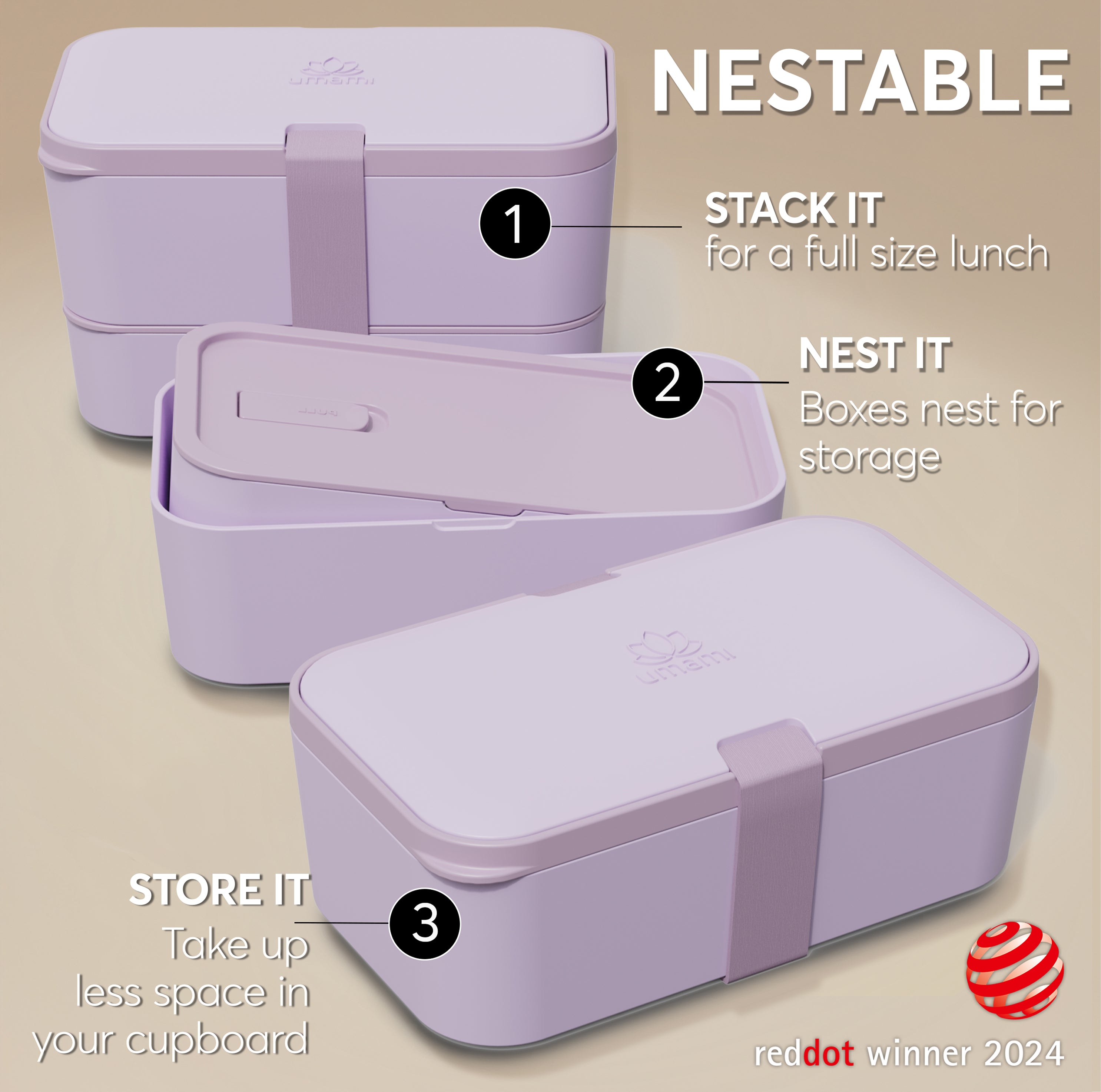 Nestable Bento Box Nestable Lavender Purple (51 oz)