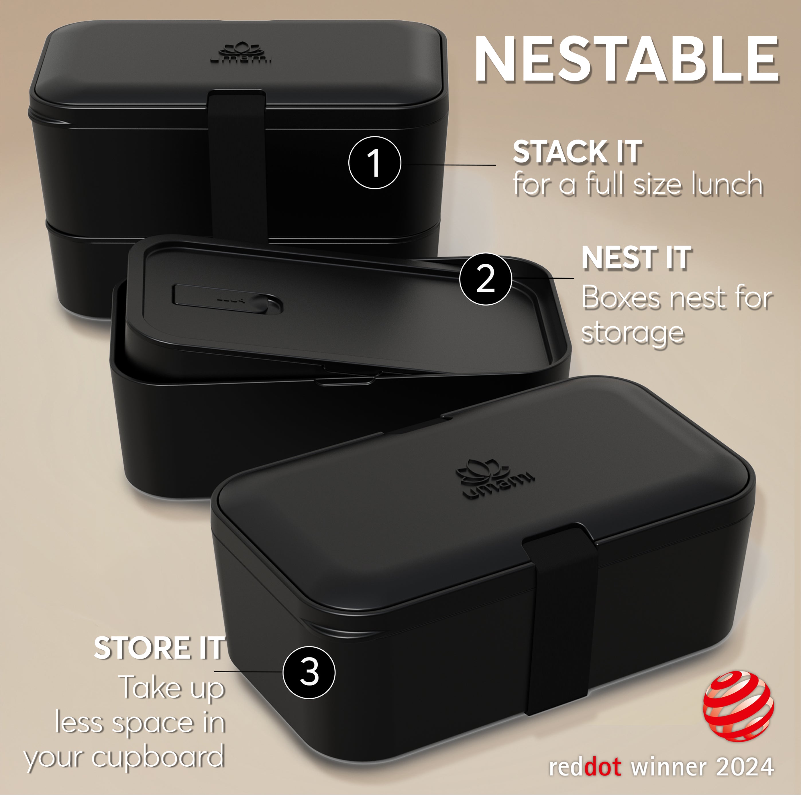 Nestable Bento Box Onyx Black (51 oz)