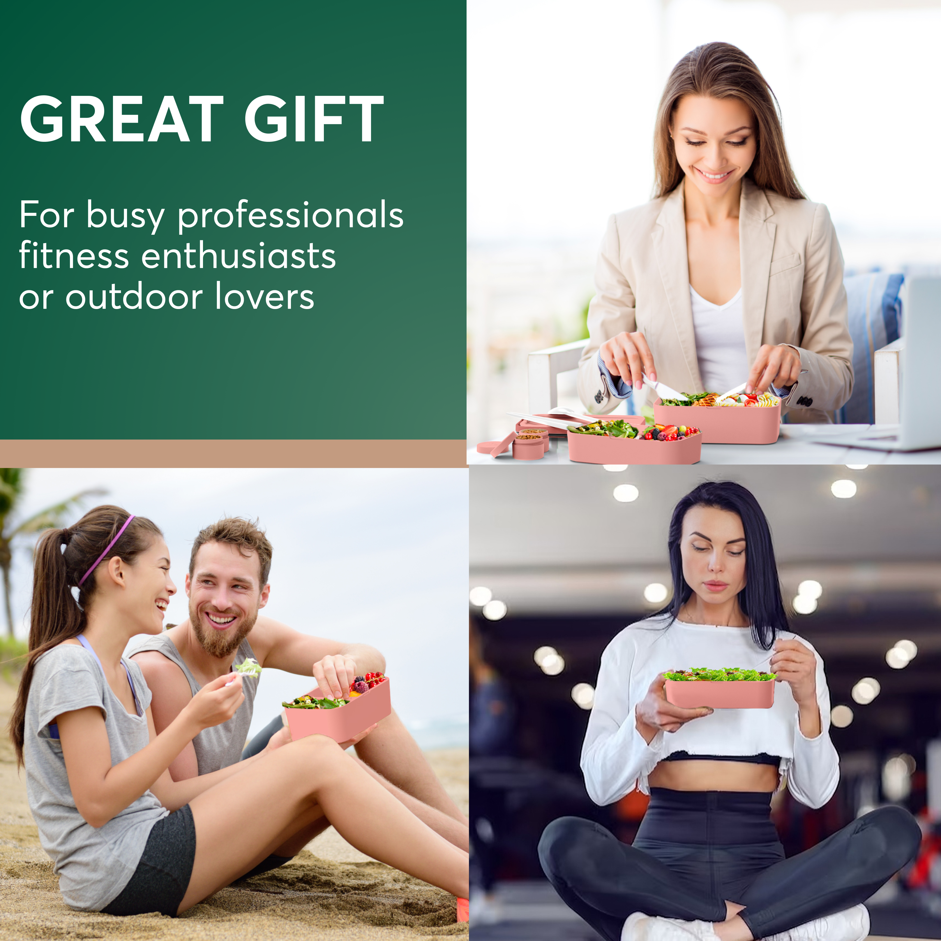 Single Layer Bento Box  Coral Pink (30 oz)