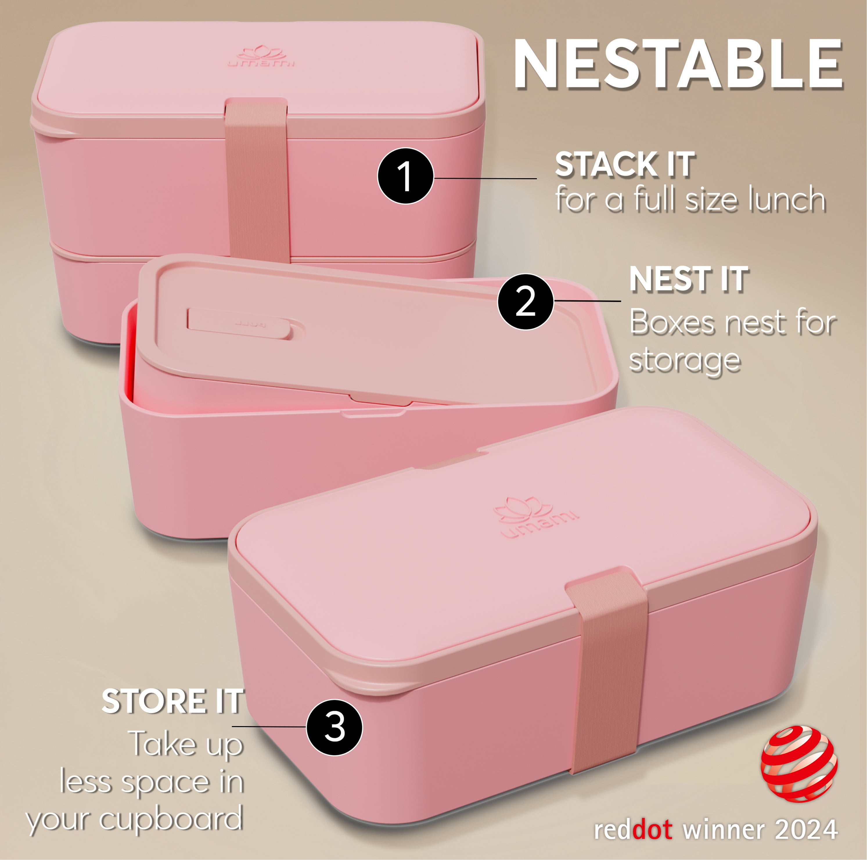 Nestable Bento Box Coral Pink (51 oz)