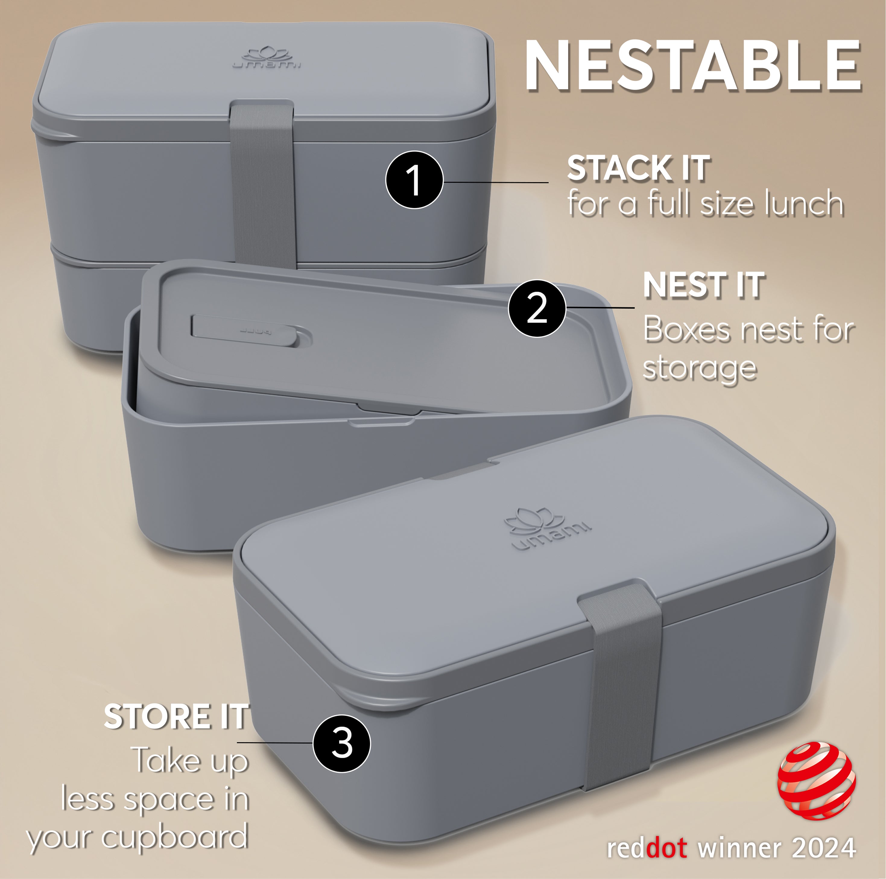 Nestable Bento Box Carbon Gray (50oz)