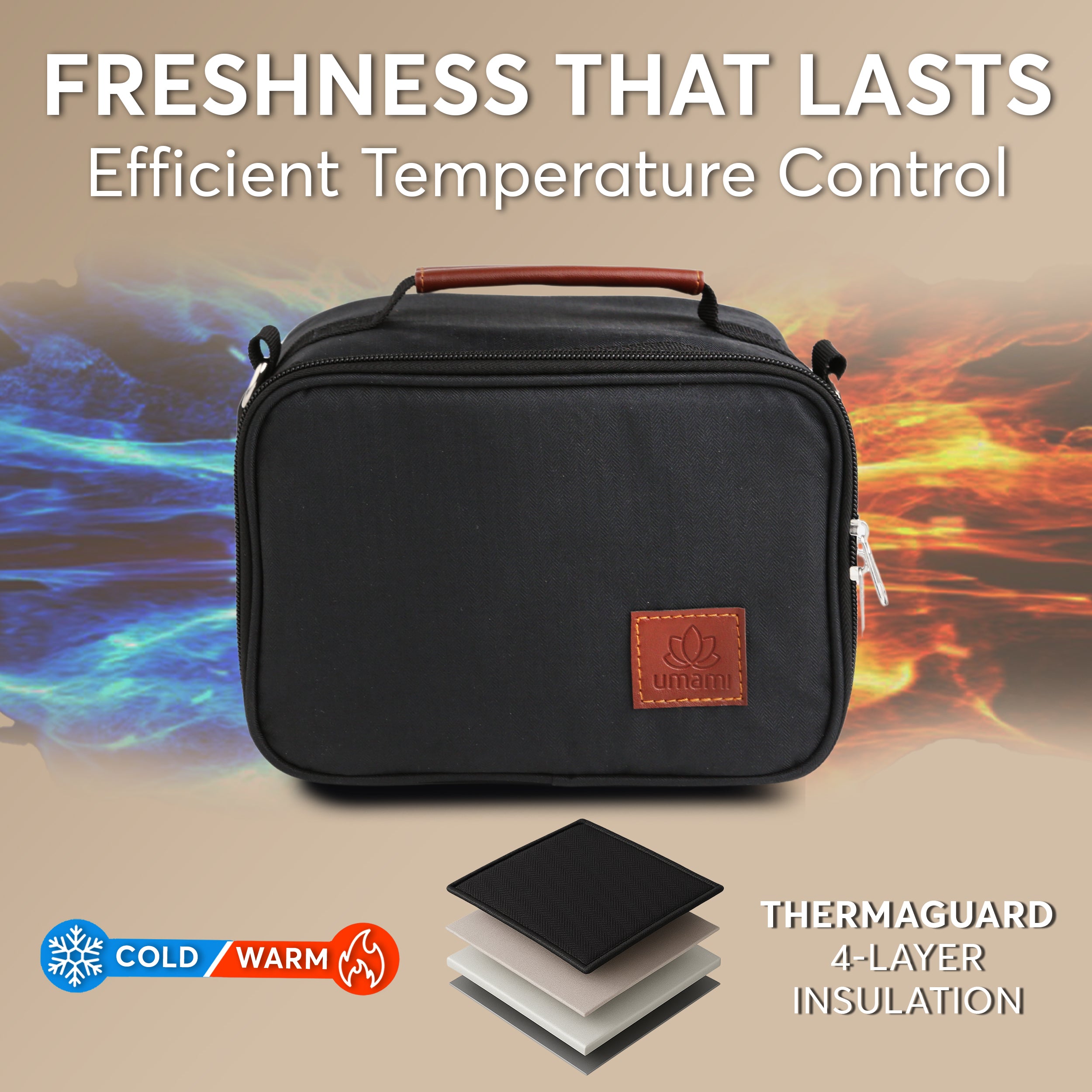 Umami Insulated Lunch Bag Black Plain