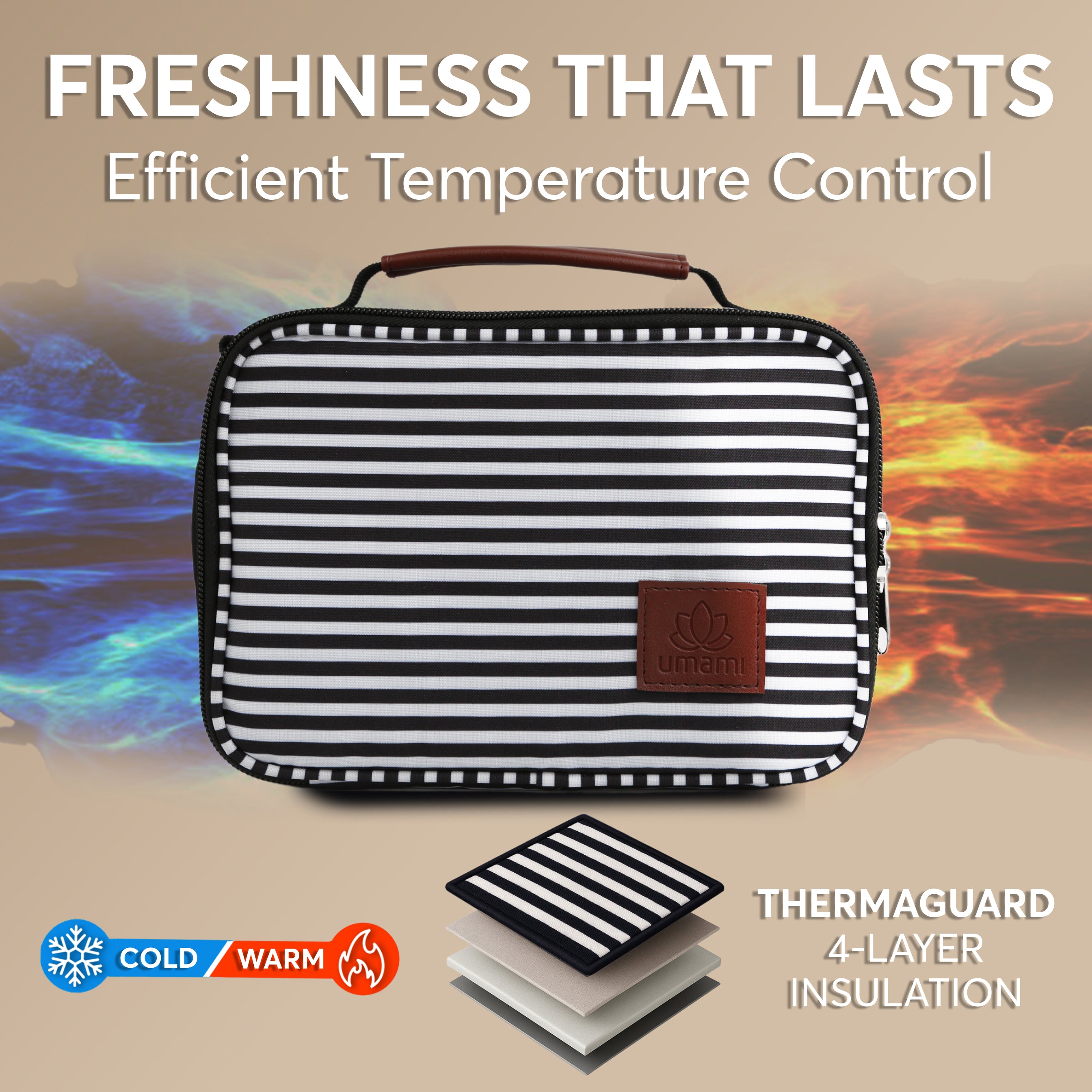 Umami Insulated Lunch Bag Stripe Plain