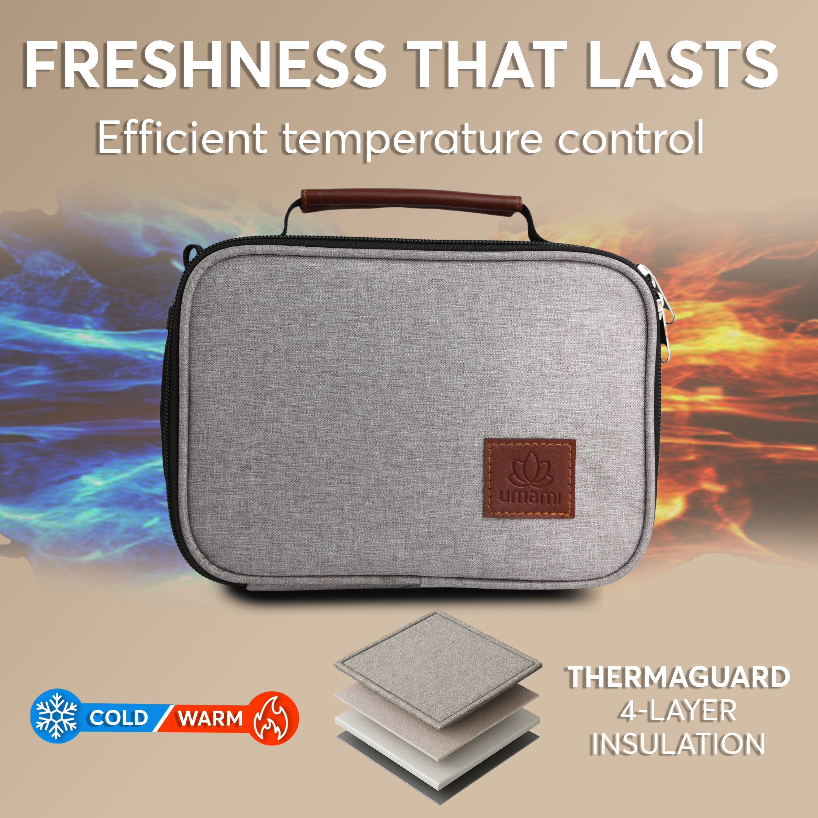 Sac à lunch isotherme Umami gris uni