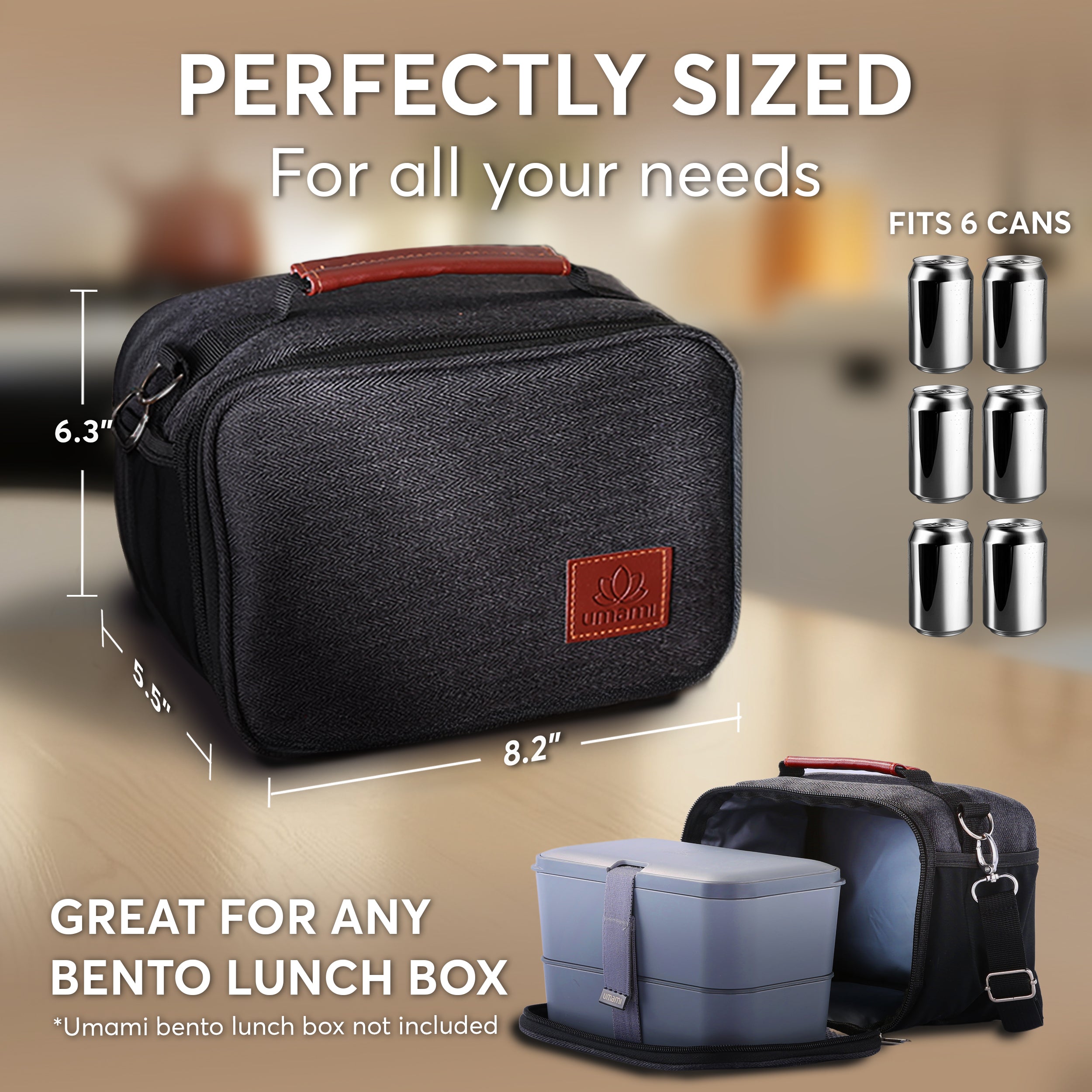 Umami Insulated Lunch Bag Black Plain