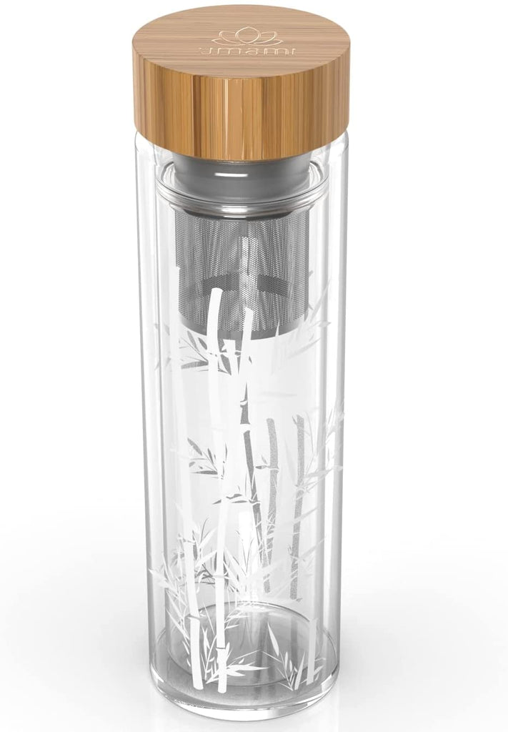 Glass Bottle with tea infuser and thermometer