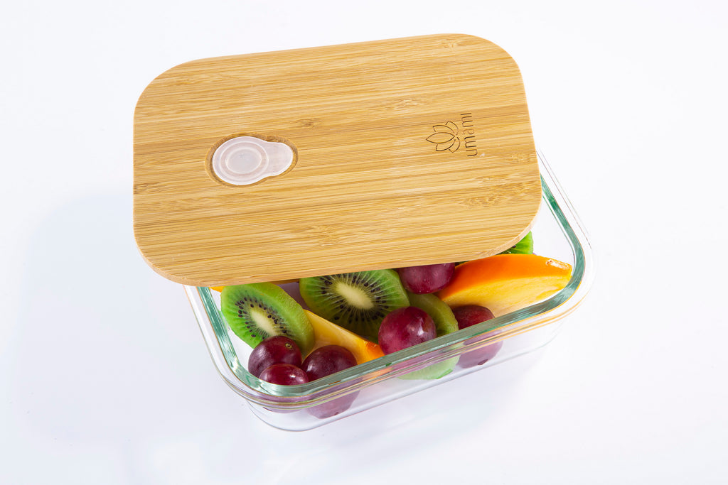 Glass Food Storage Containers Bamboo Lid Airtight Meal Prep Lunch Box  Reusable
